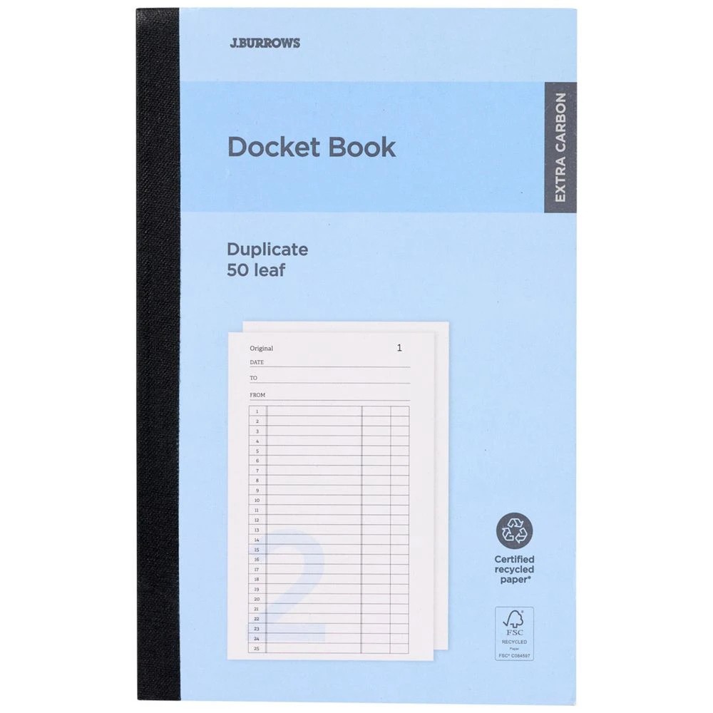 1 J.Burrows Carbon Duplicate Docket Book 50 Leaf, 1 of 1