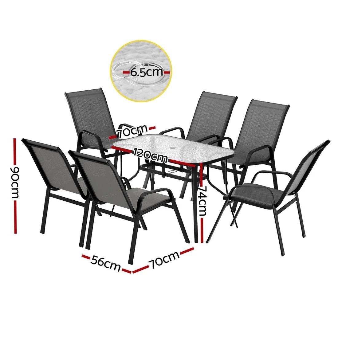 1 Gardeon 7PC Outdoor Dining Set Table and Chairs - Grey, 1 of 6