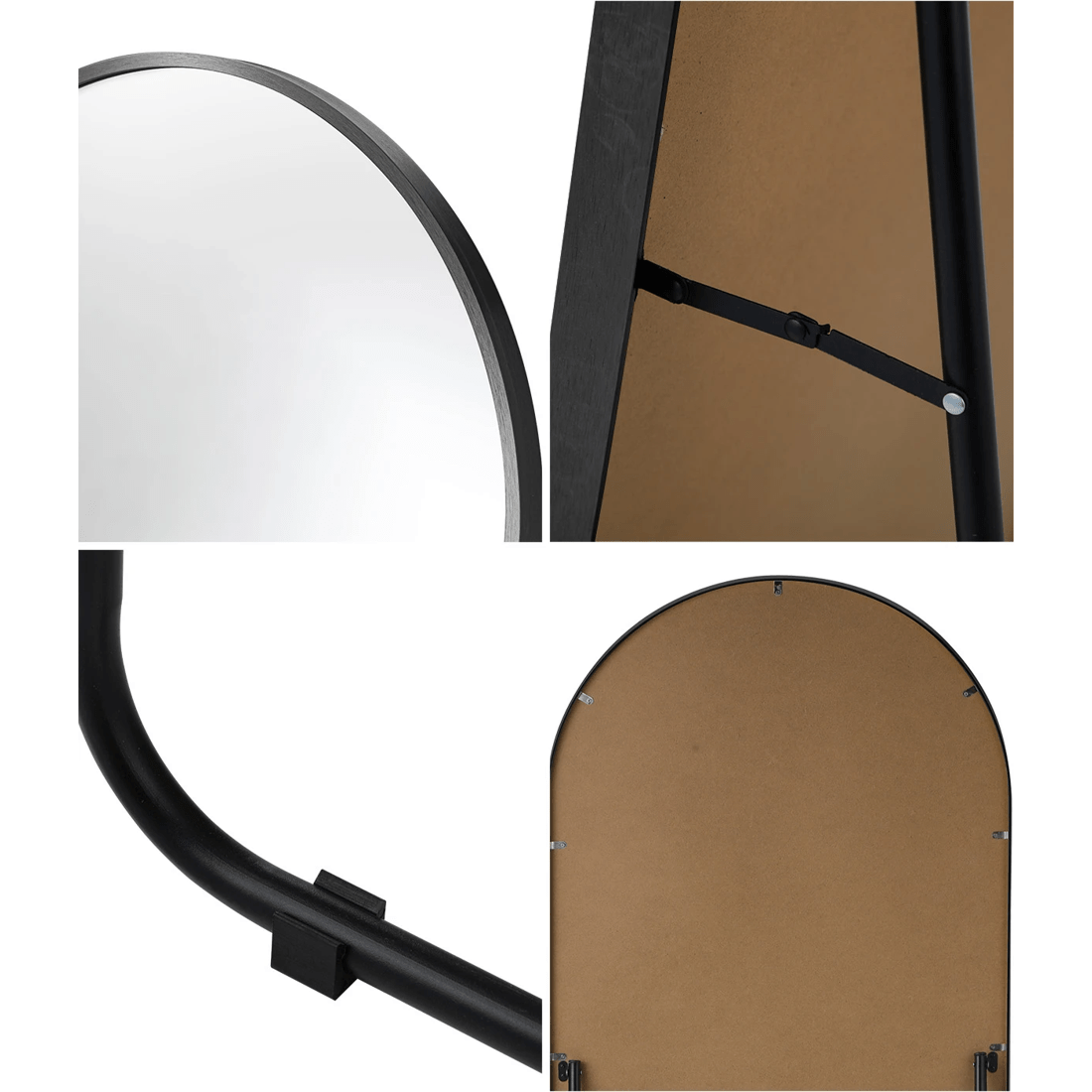 5 Oikiture Full Length Mirror 180x70cm Arched Dressing Floor Mirrors Free Standing
 - Black, 5 of 9