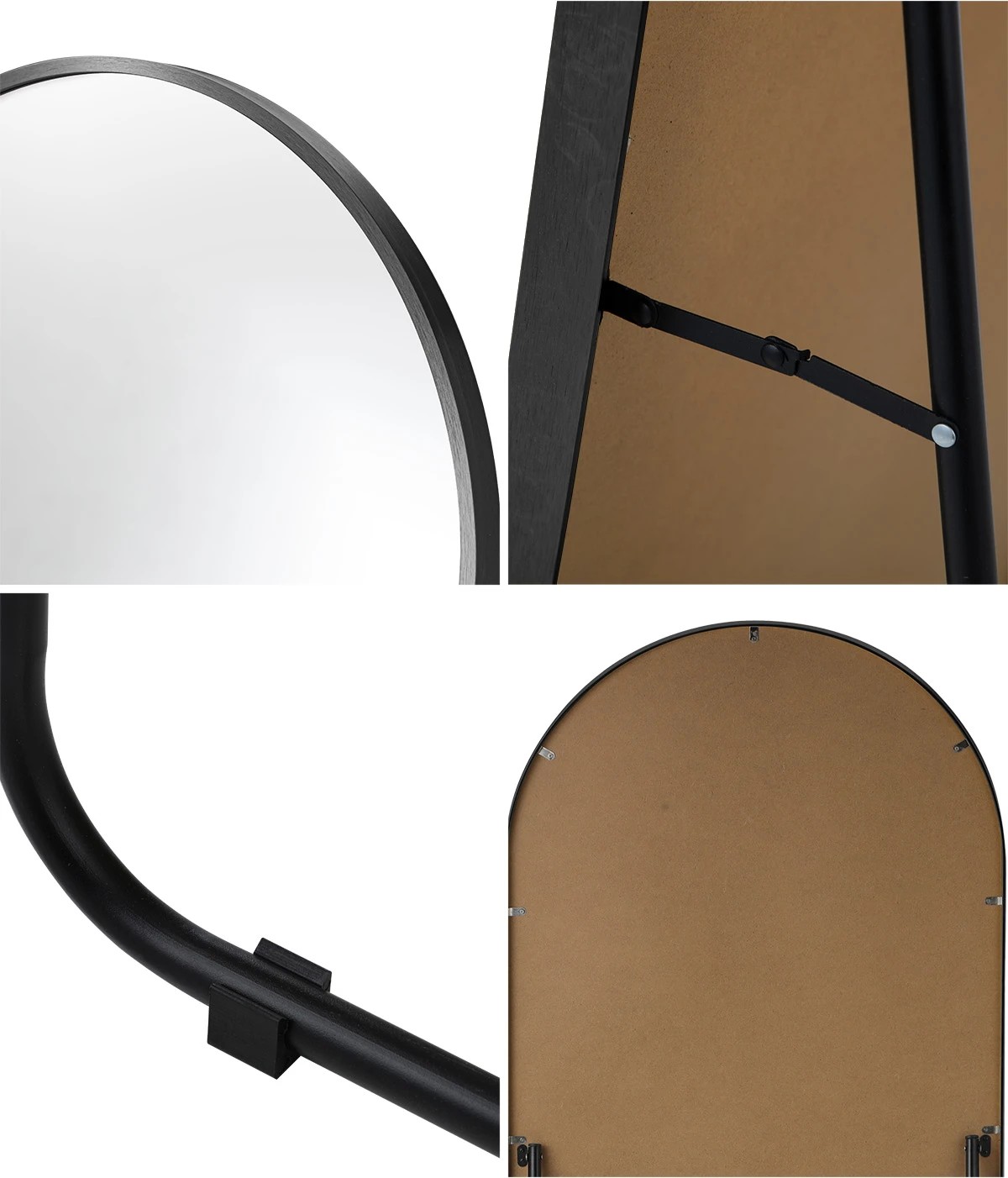 5 Oikiture Full Length Mirror 180x70cm Arched Dressing Floor Mirrors Free Standing
 - Black, 5 of 9