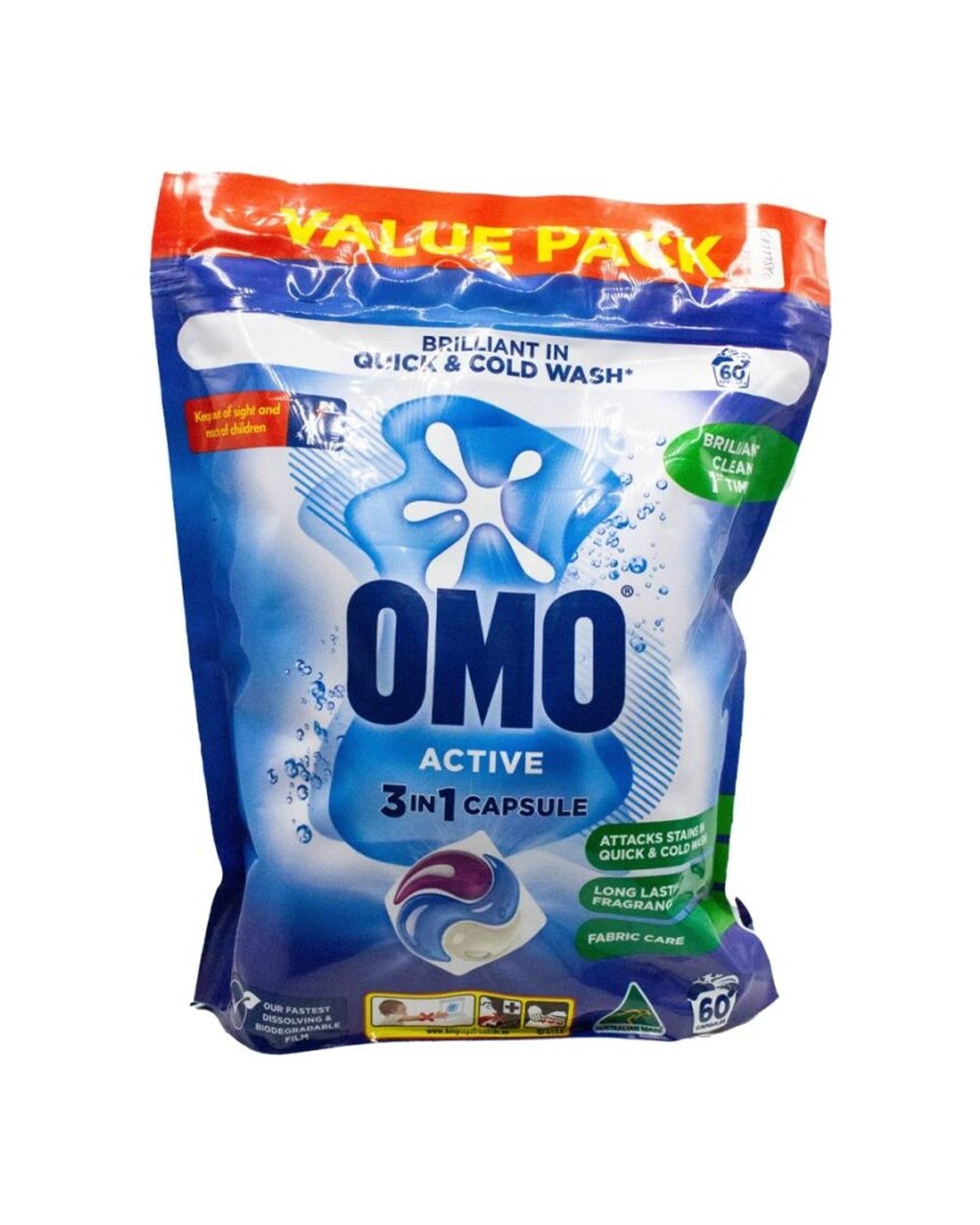 2 OMO 2PK Active 3-in-1 Laundry Capsule Detergent For Cold Washing 60pk - Multi, 2 of 3