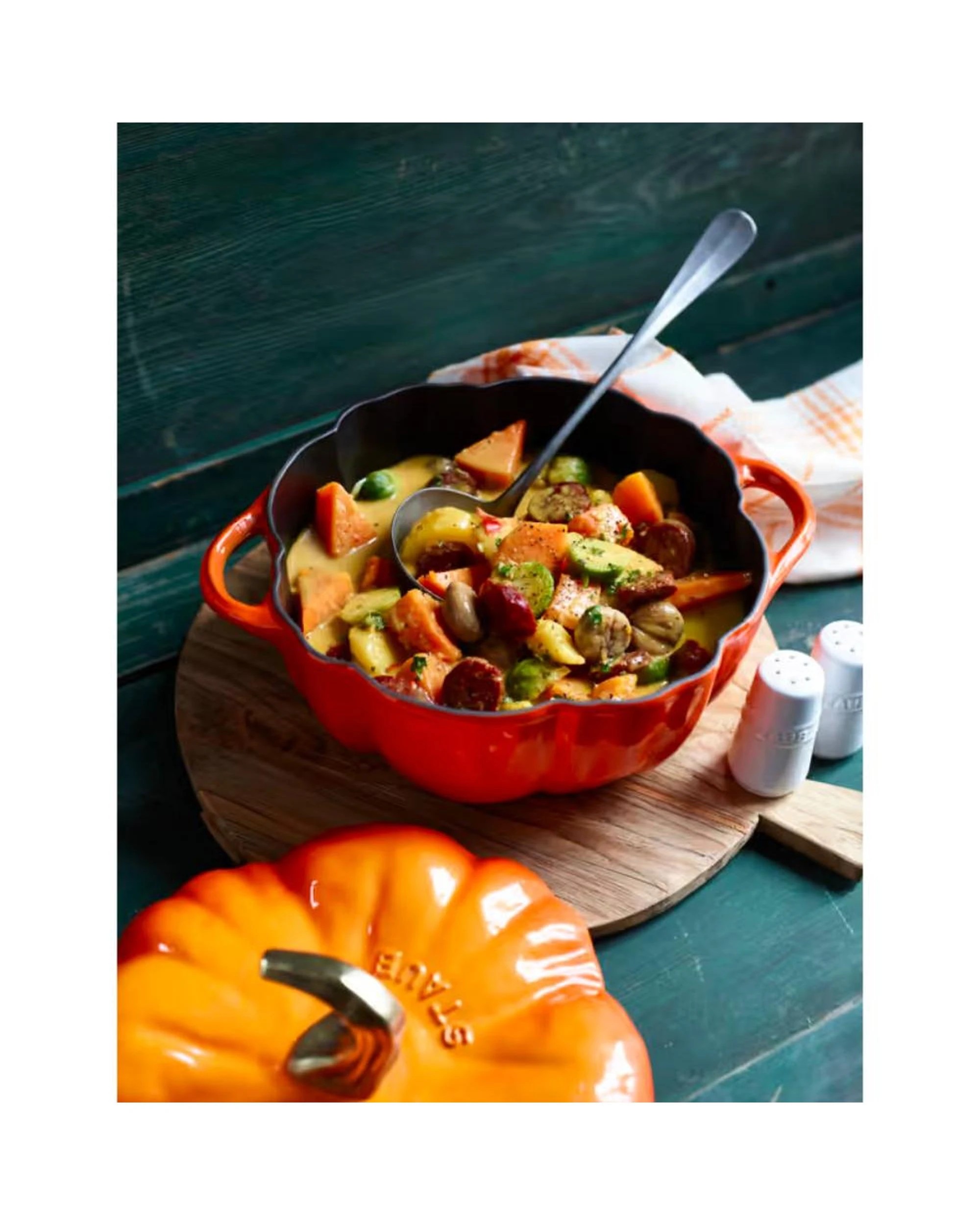 2 Staub Enamelled Cast Iron Pumpkin Cocotte 24cm  3.45L  Cinnamon - Orange, 2 of 7