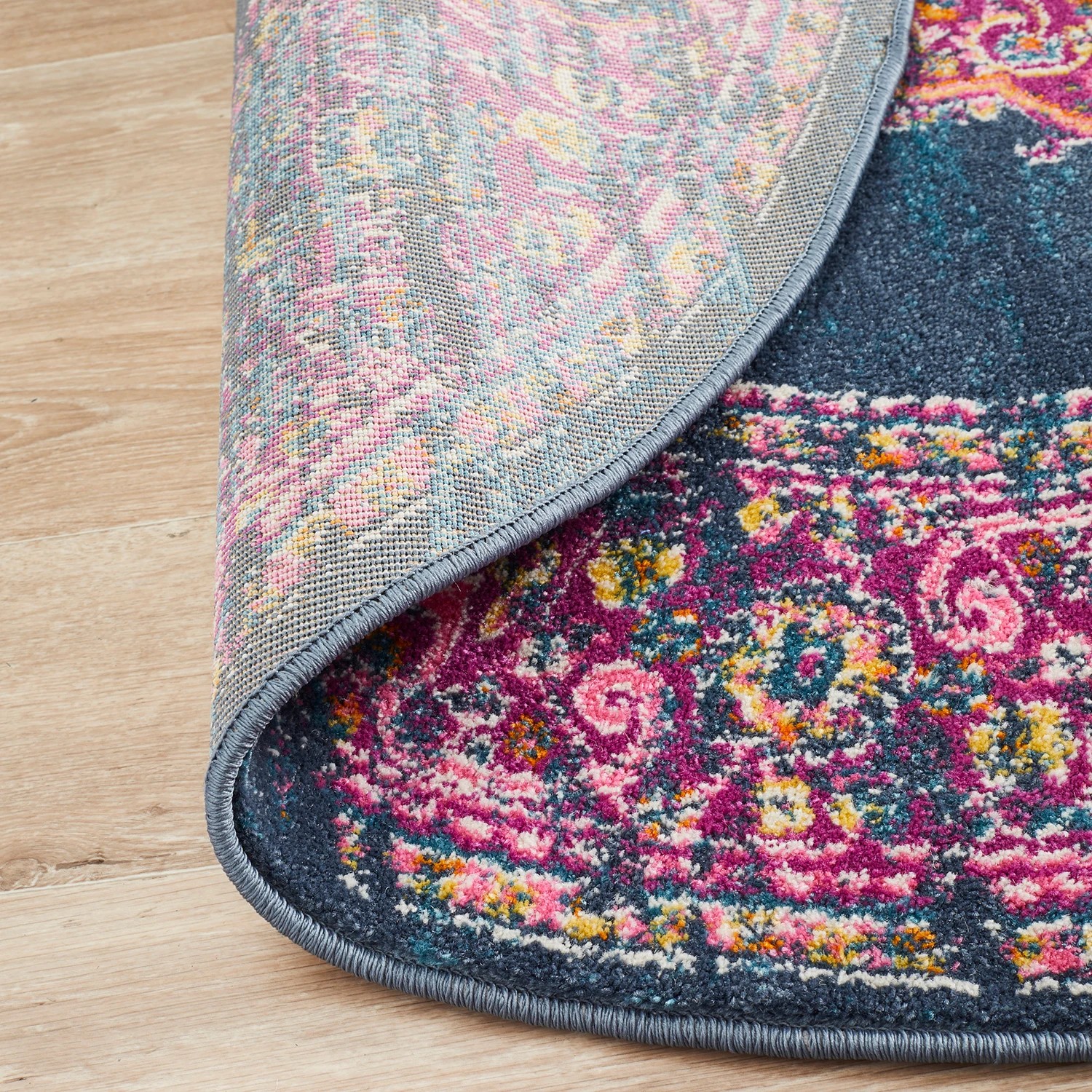 7 Common Ground Rugs Atlas 211 240x240cm - Large Round Power Loomed Pet Friendly Rug - Blue, 7 of 7