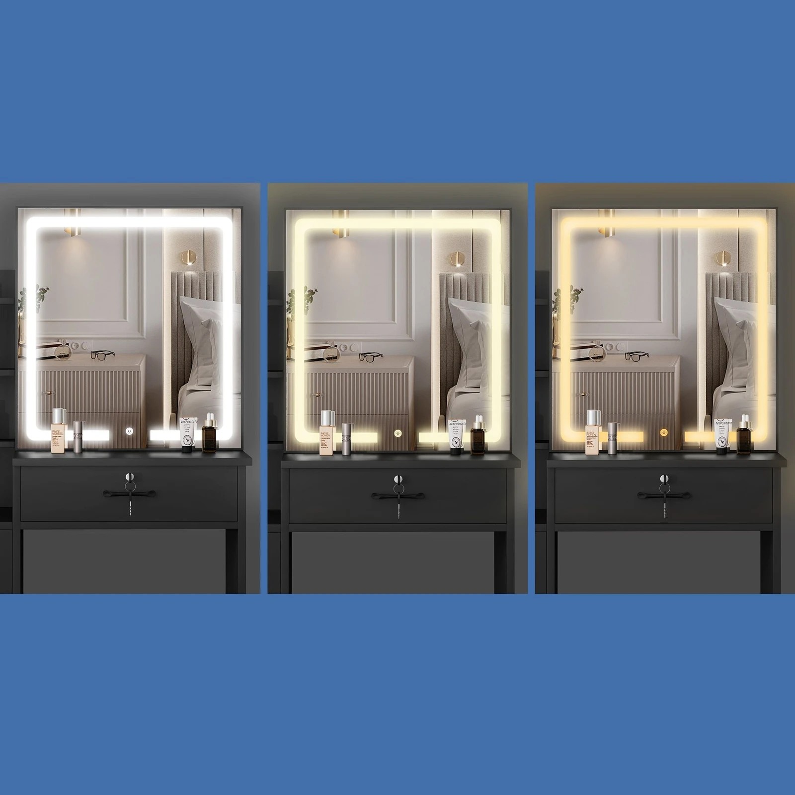 5 Alfordson Dressing Table Stool Set Makeup Mirror Vanity Desk Drawers - Black, 5 of 10