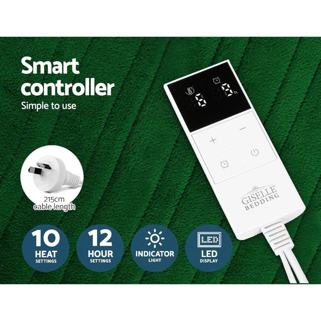 6 Giselle Electric Throw Rug Heated Blanket Fleece Green - Green, 6 of 10