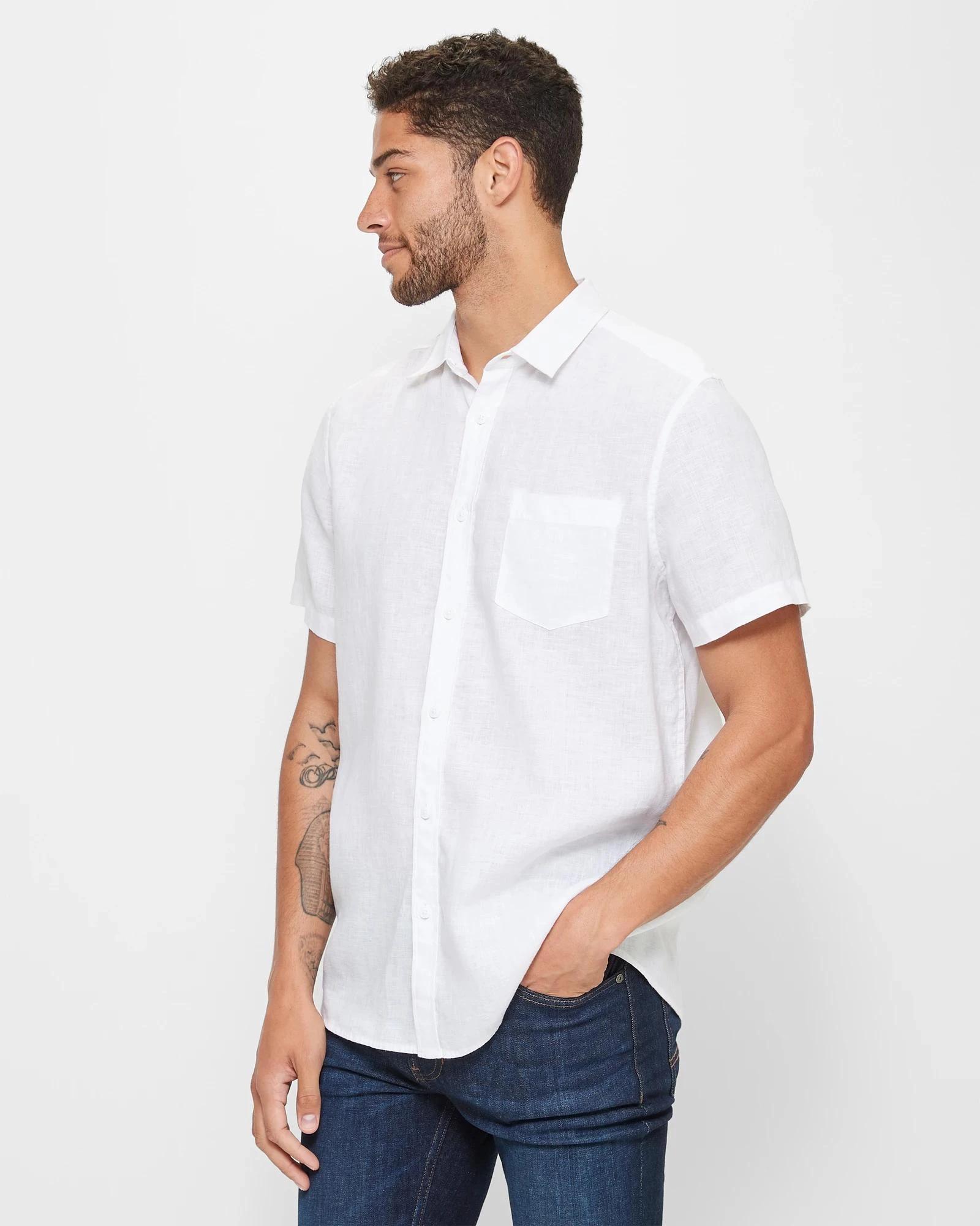 3 Target European Linen Shirt WHITE, 3 of 5