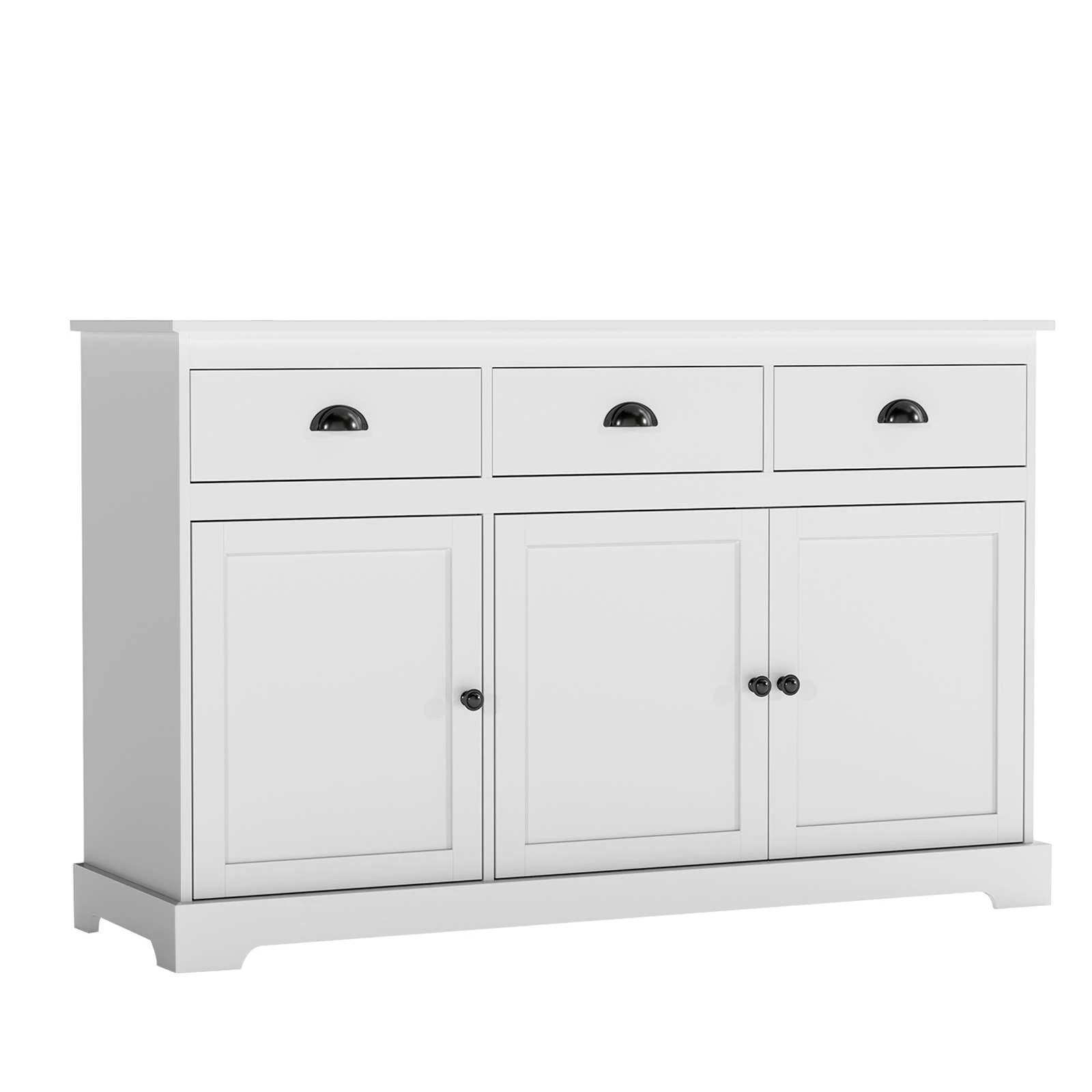 1 Costway Kitchen Buffet 3 Doors White, 1 of 4