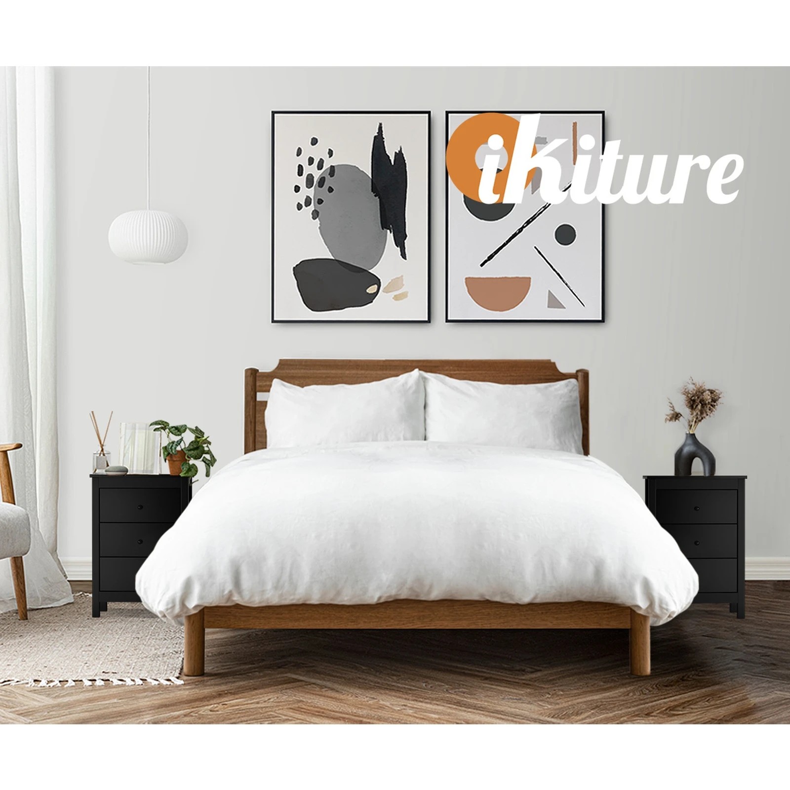 5 Oikiture Bedside Table 3 Drawers Storage Cabinet Nightstand
 - Black, 5 of 10