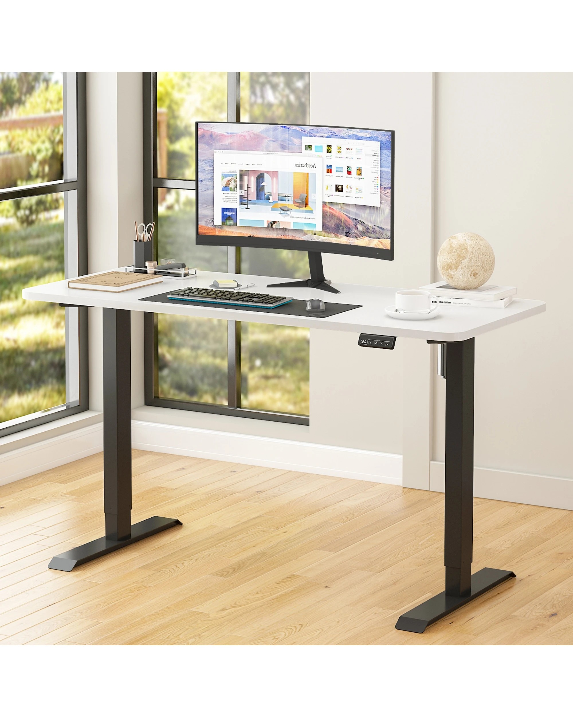 3 Advwin Standing Desk Electric Height Adjustable 120x60cm
 - White, 3 of 10