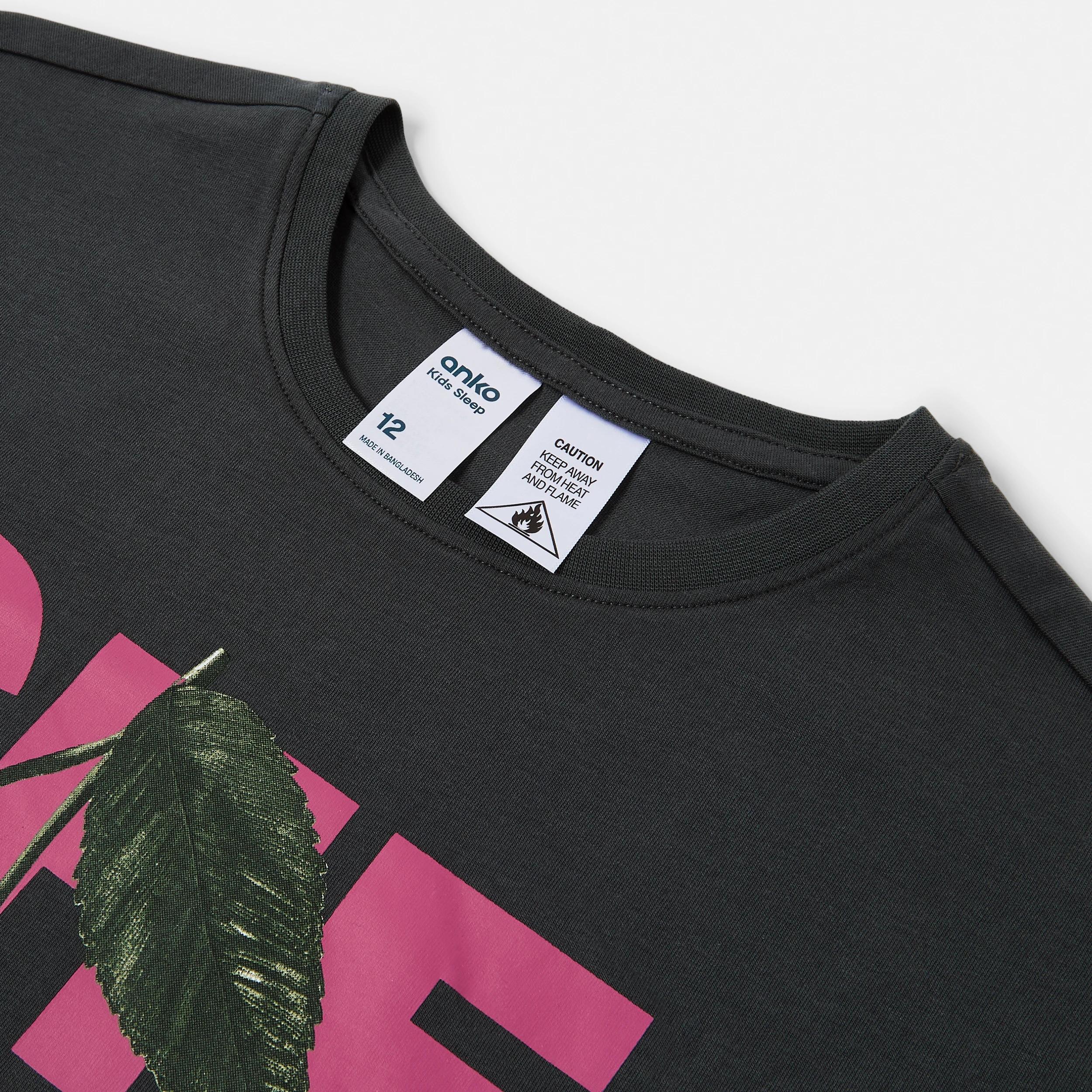 6 Short Sleeve Top Jersey Pyjama Set LEOPARD PRINT, 6 of 7