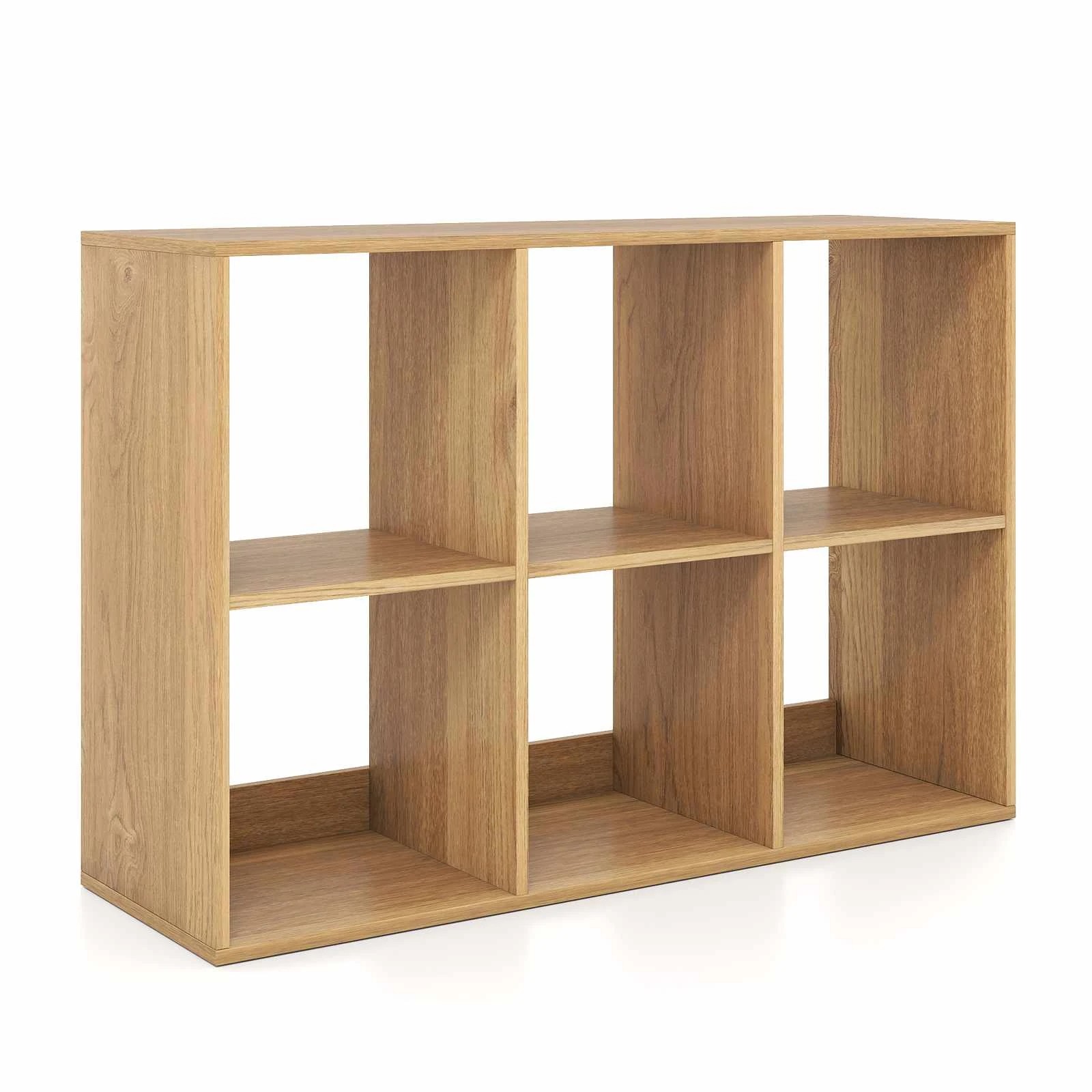 1 Costway 6-Tier Storage Bookshelf Open Display Shelf Book Cabinet Cubes Organiser - Natural, 1 of 5
