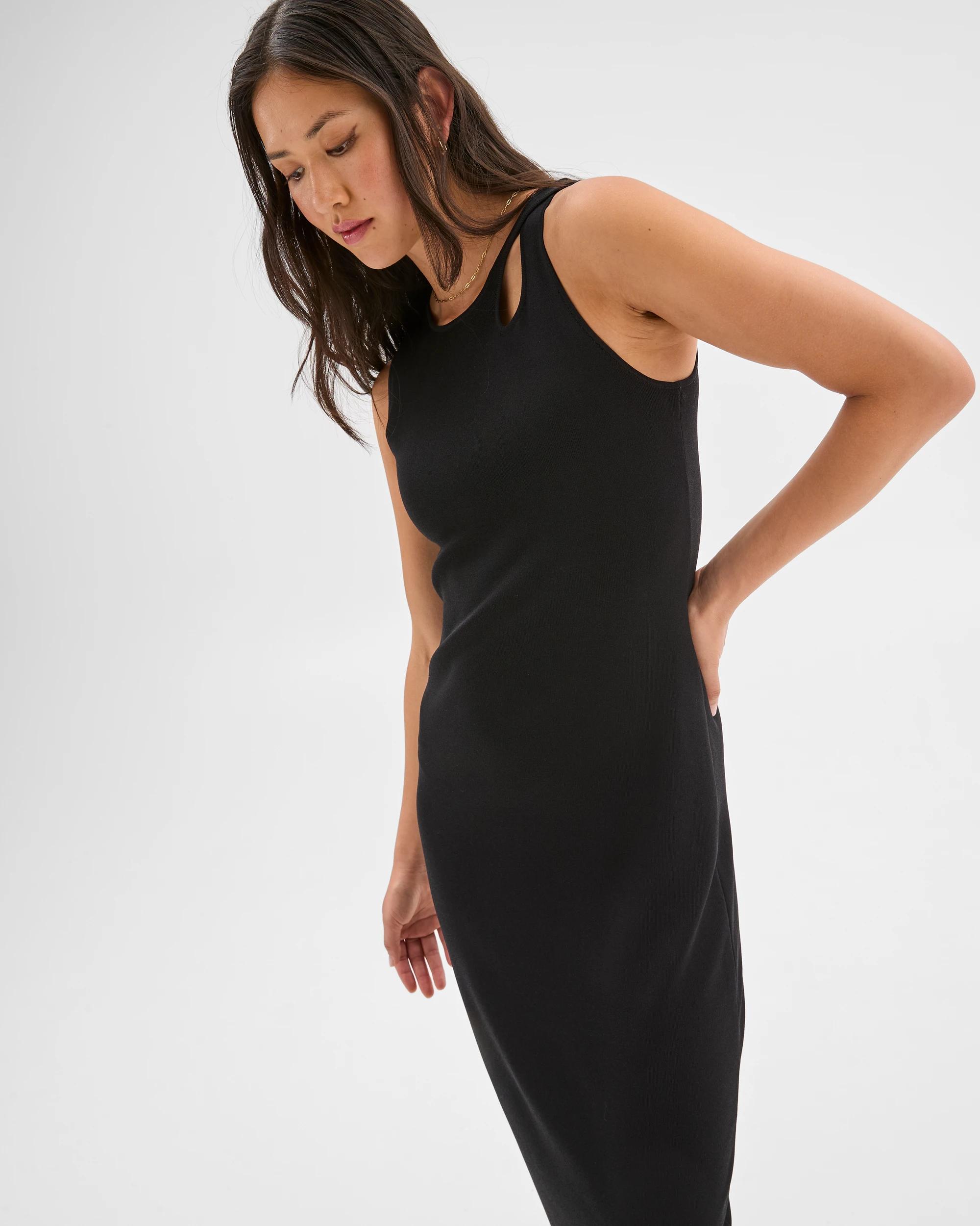 2 Sleeveless Crepe Knit Dress - Preview BLACK, 2 of 6