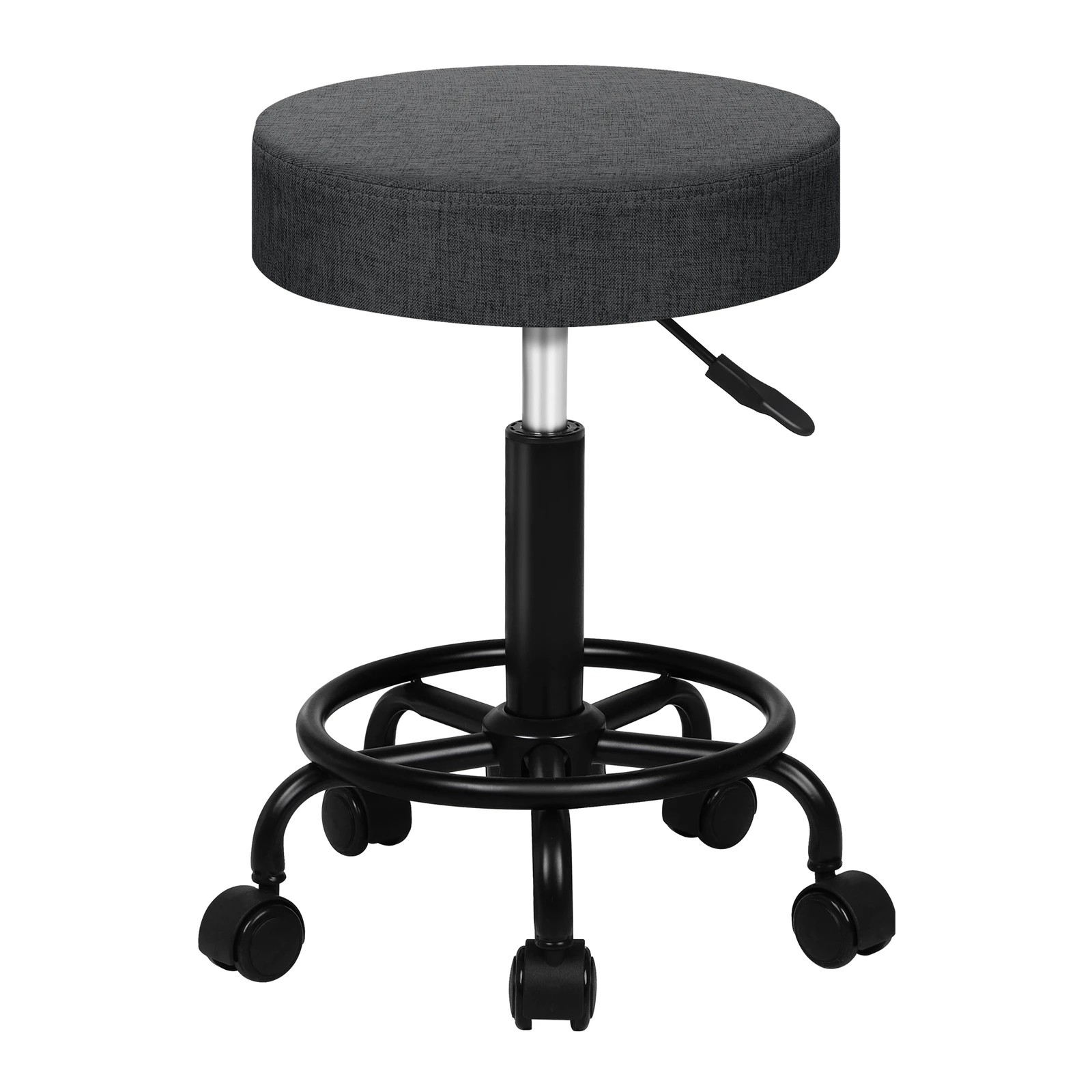 1 Alfordson Salon Stool Round Swivel Barber Hair Dress Chair Fabric - Grey, 1 of 7