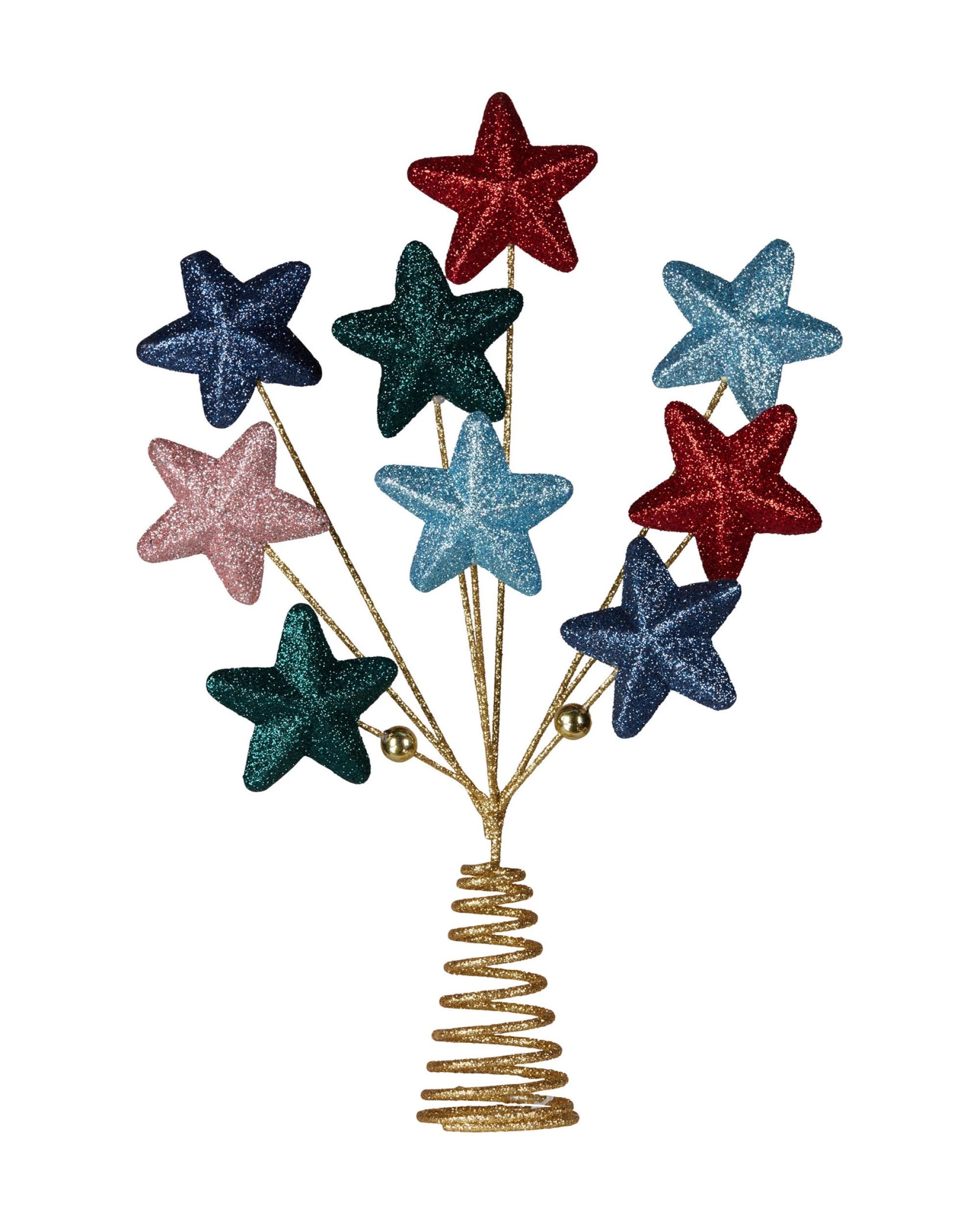 1 Christabelle Colourful 9-star Christmas Tree Topper With Glitter Finish, 1 of 4