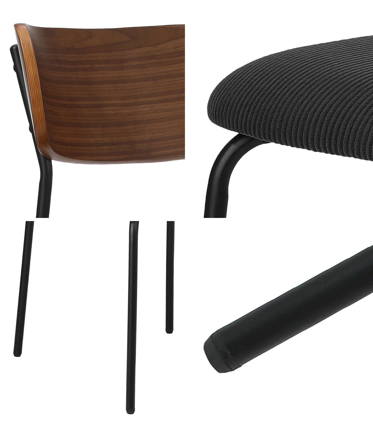 5 Oikiture 2PCS Dining Chairs Kitchen Chair Padded Lounge Seat Corduroy - Black, 5 of 10