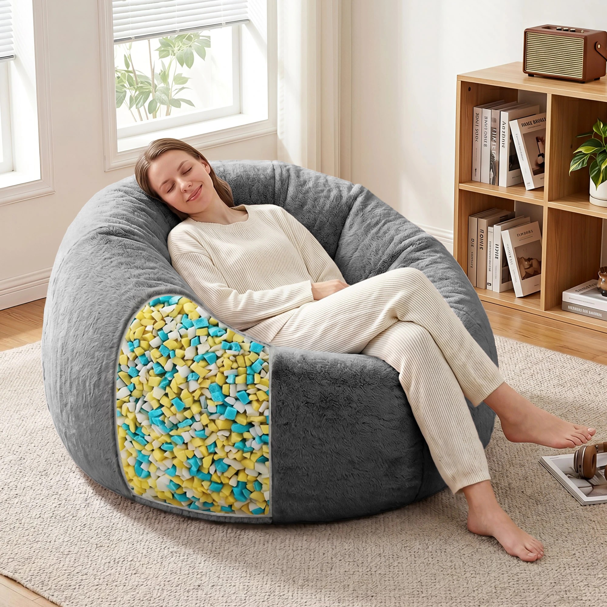 4 Artiss 25lbs (11KG) Bean Bag Filler Shredded Memory Foam Filling High Density - Multi, 4 of 9