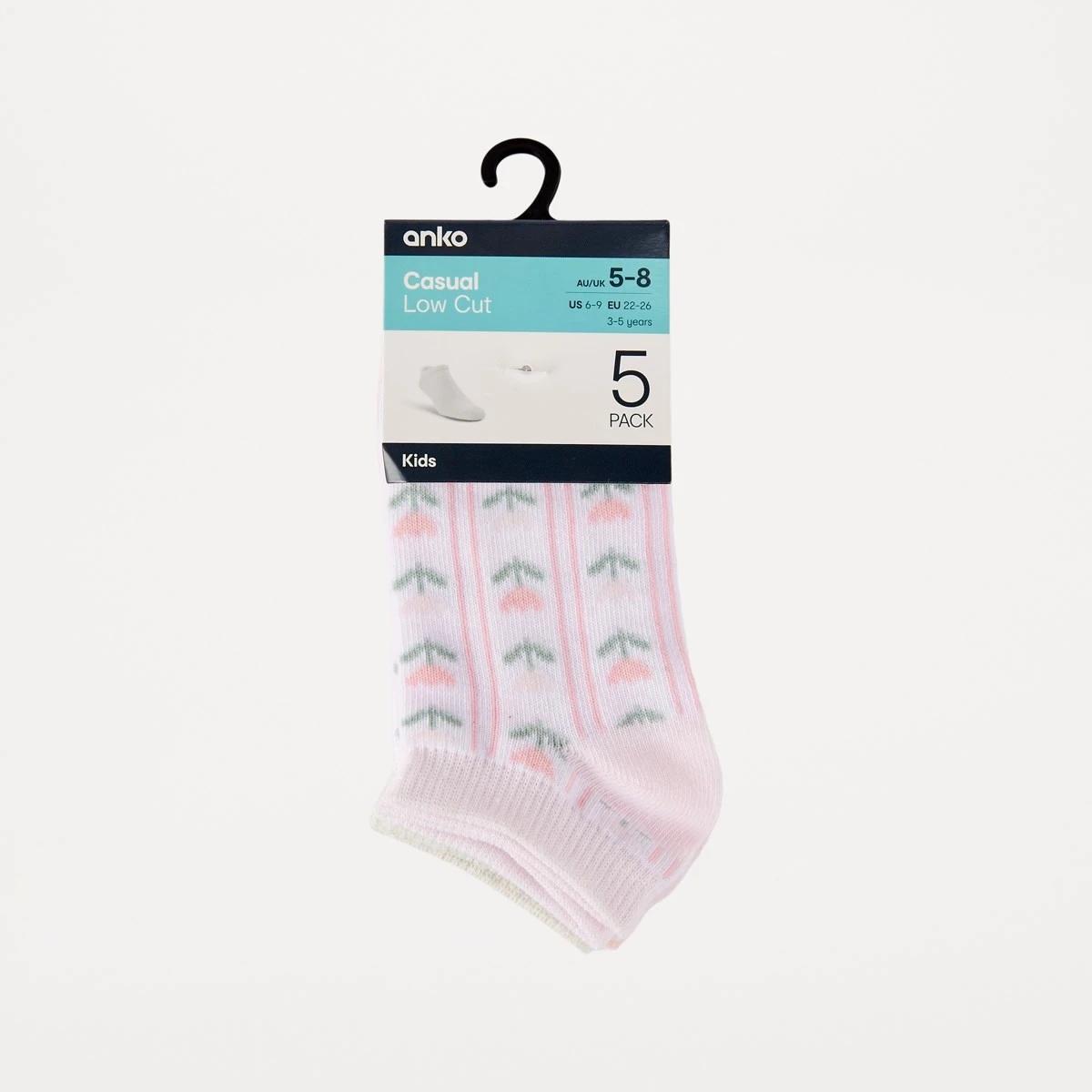 3 5 Pack Low Cut Socks PASTEL FLORAL, 3 of 3