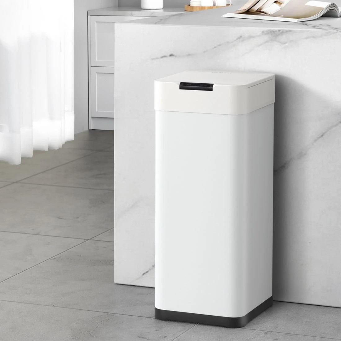 3 Devanti 50L Sensor Bin Motion Rubbish Bins Kitchen Automatic Trash Can - White, 3 of 6
