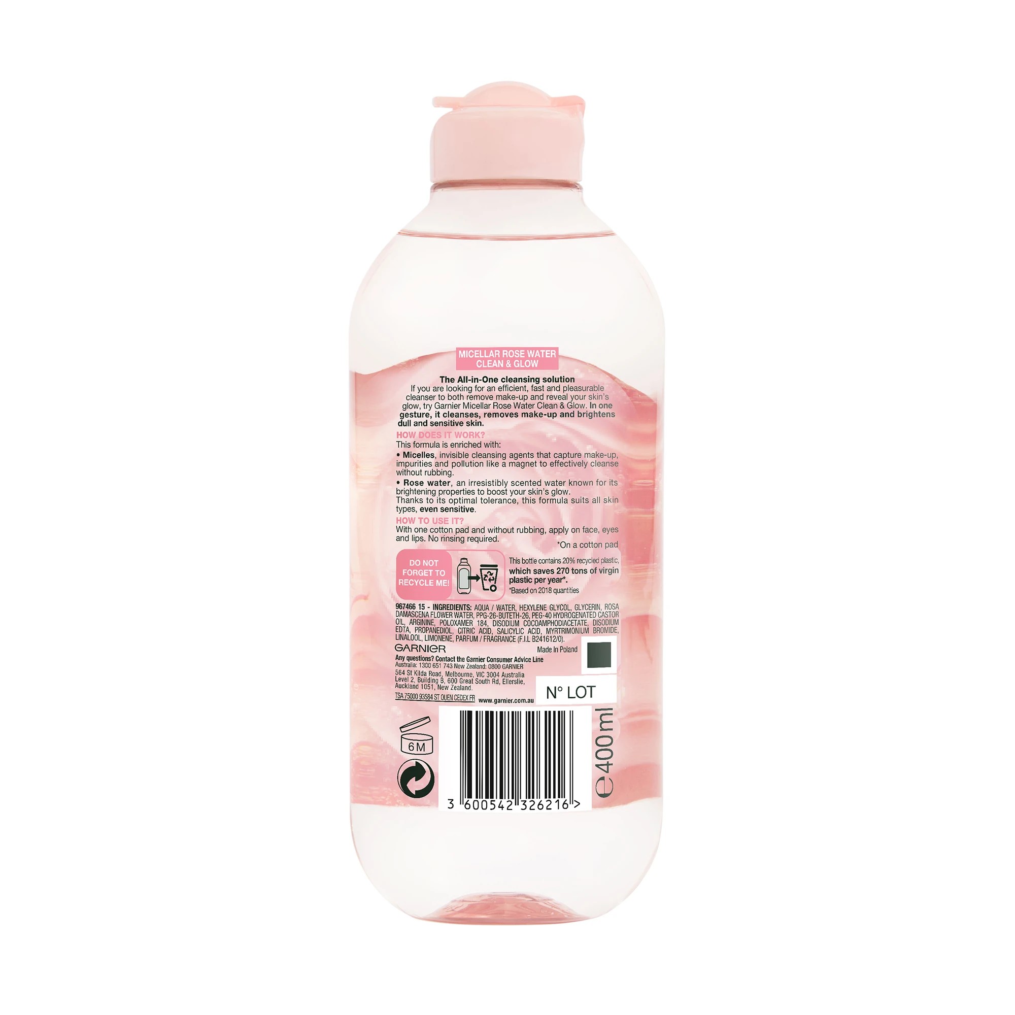 2 Garnier SkinActive Micellar Rose Water 400ml, 2 of 4