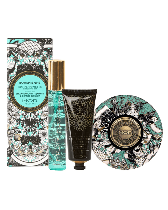 MOR Bohemienne Hand Cream, Triple-Milled Soap and Perfumette Set - Blue
