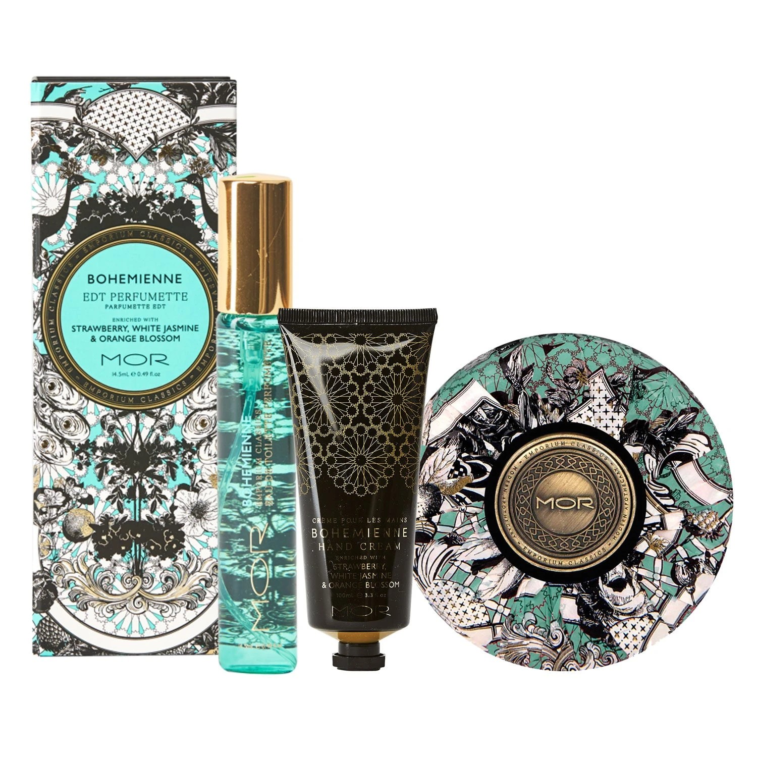 1 MOR Bohemienne Hand Cream, Triple-Milled Soap and Perfumette Set - Blue, 1 of 4