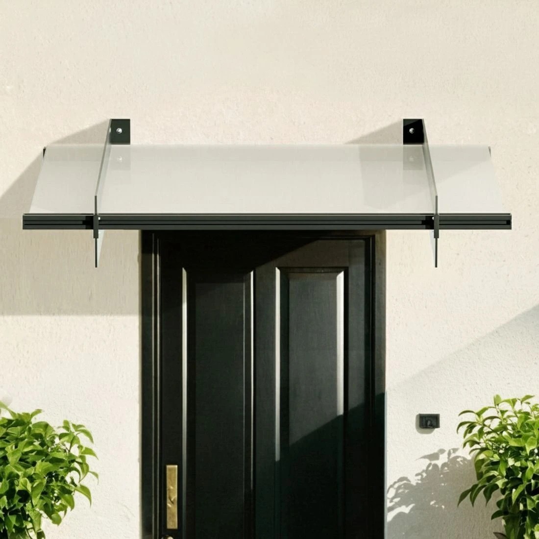 5 Instahut Window Door Awning Canopy 1mx1m Flat Transparent Sheet Metal Frame - Clear, 5 of 6