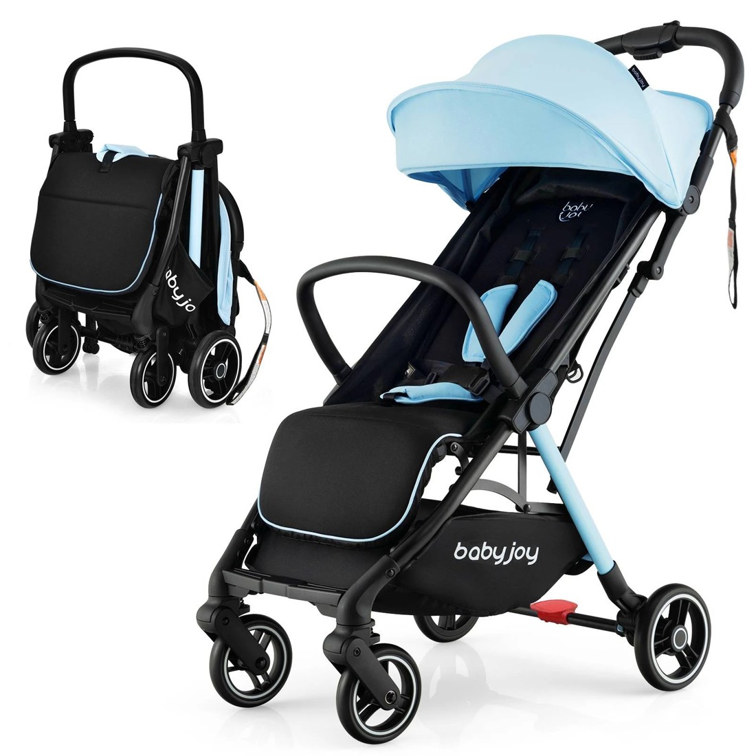 1 Costway Portable Stroller Baby Pram Adjustable Pushchair - Blue, 1 of 2