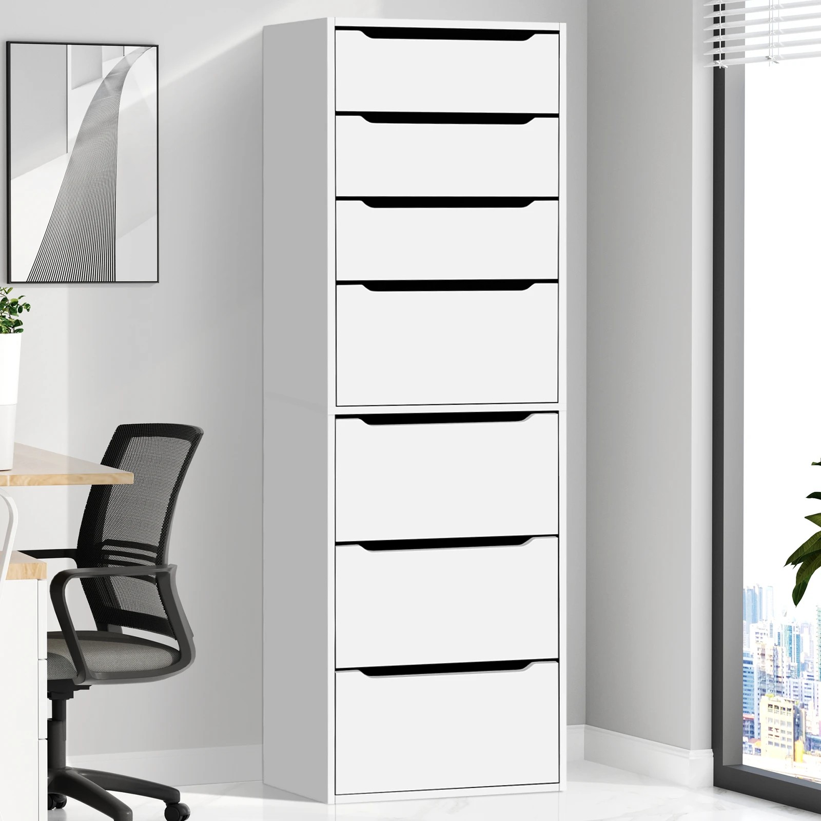 2 Alfordson Chest of 7 Drawers Office Storage Cabinet Tallboy Bedroom - White, 2 of 10