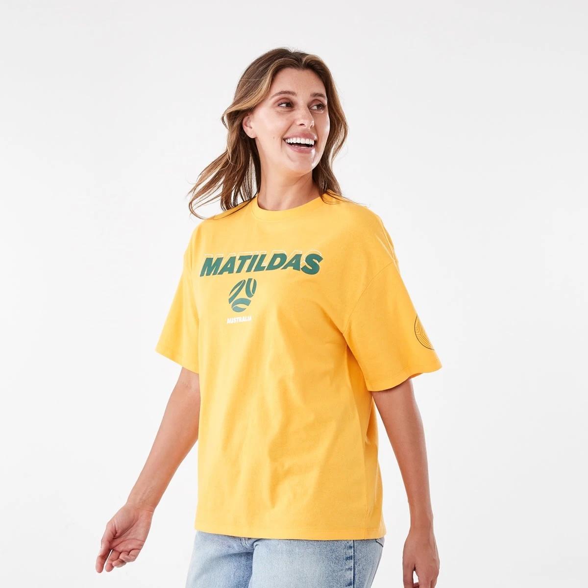 2 Official Matildas Adult Boyfriend T-shirt Yellow, 2 of 6