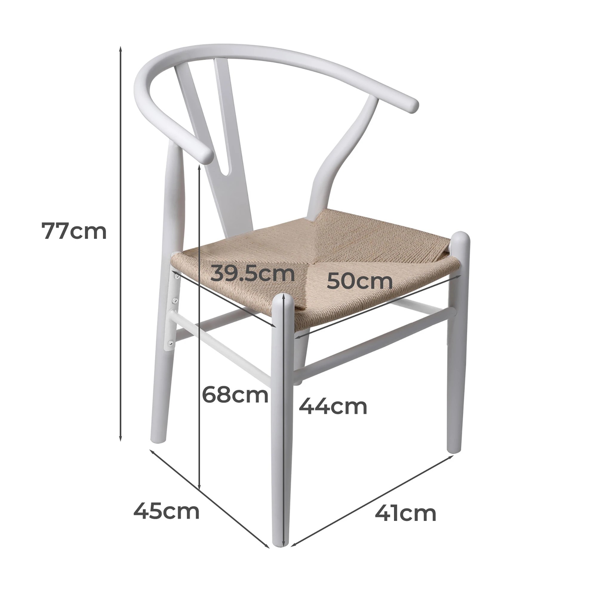 3 Levede 8Pcs Replica Hans Wegner Dining Chairs - White - White, 3 of 8