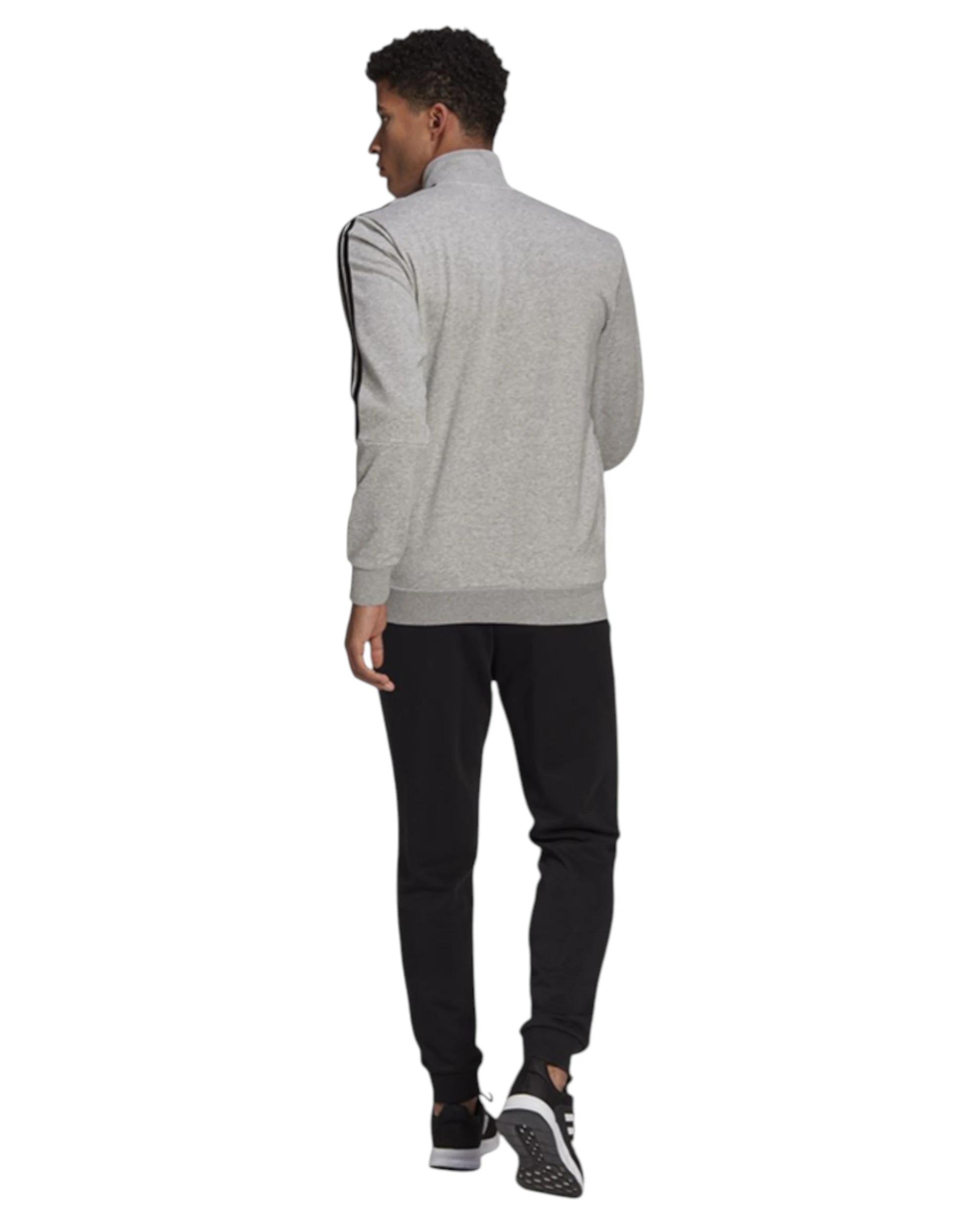 6 Adidas Mens Aeroready Essentials 3 Stripes Grey/Black Tracksuit GREY/BLACK, 6 of 7
