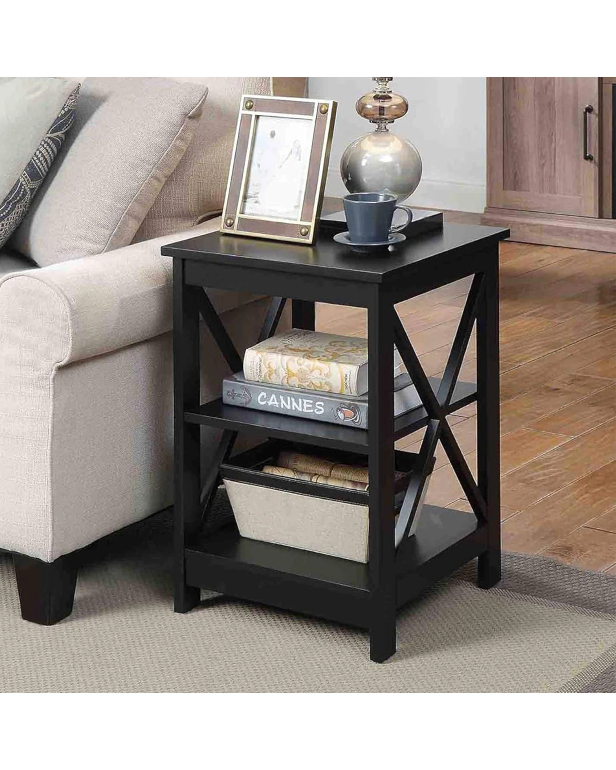 9 Sarantino Orson 2-tier Bedside Table - Black, 9 of 10