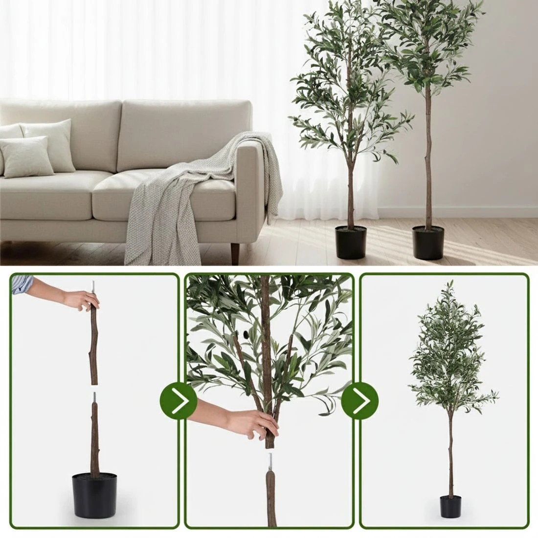 6 Artiss 180cm Artificial Olive Tree Faux Trees Indoor Decor Artificial Plants Lifelike Plant 1.8M - Green, 6 of 9