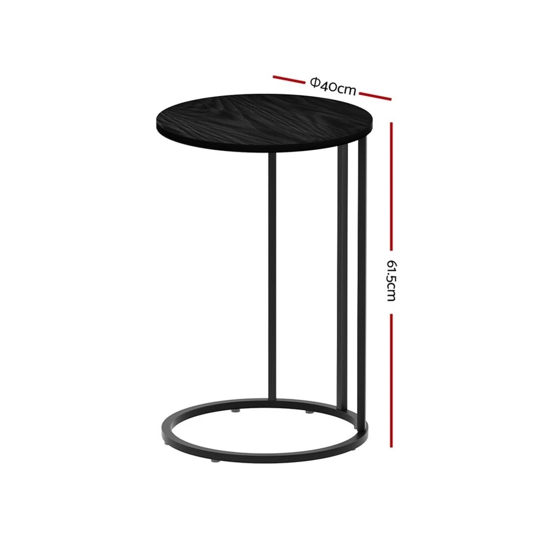 2 Artiss Coffee Table Side Table Round Black Martha - Black, 2 of 7
