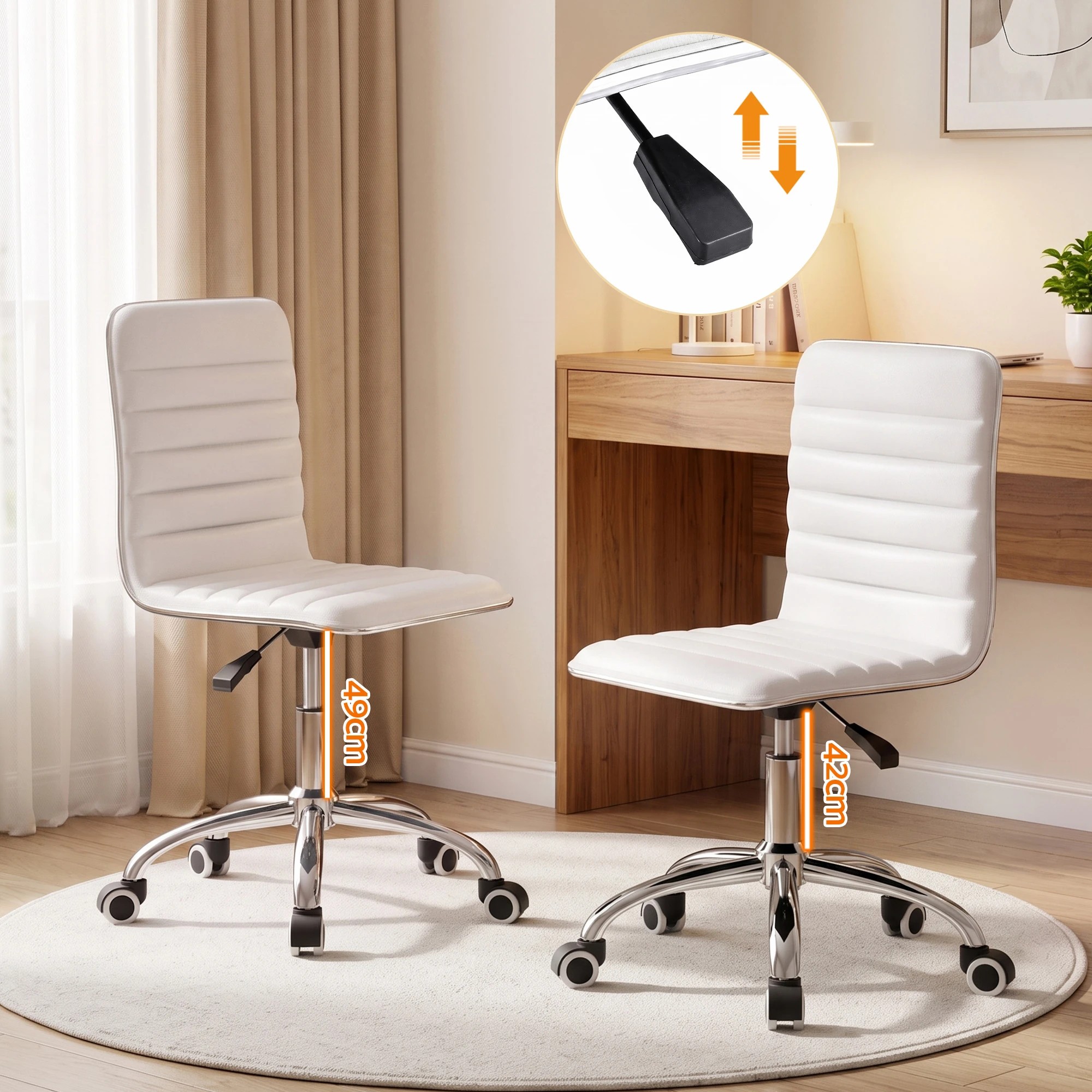 1 Artiss Executive Office Chair Mid Back Armless Computer Desk Chair PU Leather - White, 1 of 7