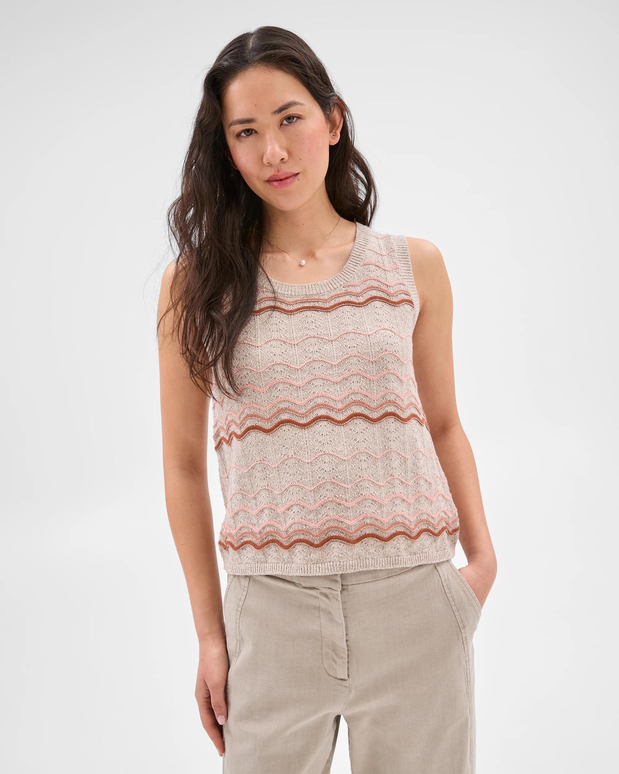 1 Target Australian Cotton Sleeveless Knit Crochet Tank Top TEAKWOOD STRIPE, 1 of 6