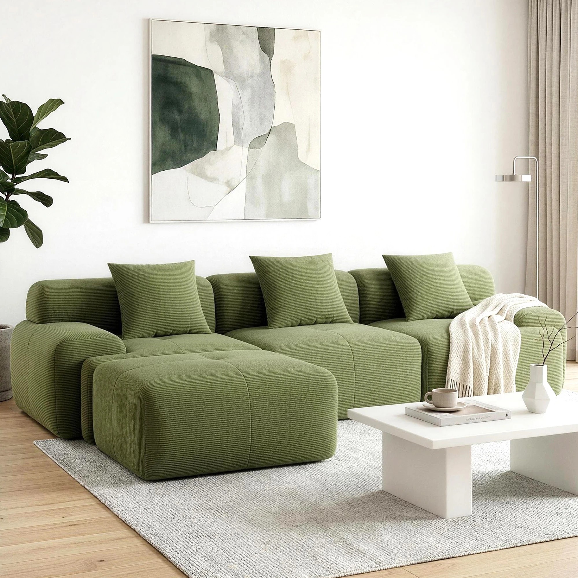 3 Artiss Modular Sofa Bed Comfort L-Shaped Sectional Boneless Couch - Green, 3 of 3