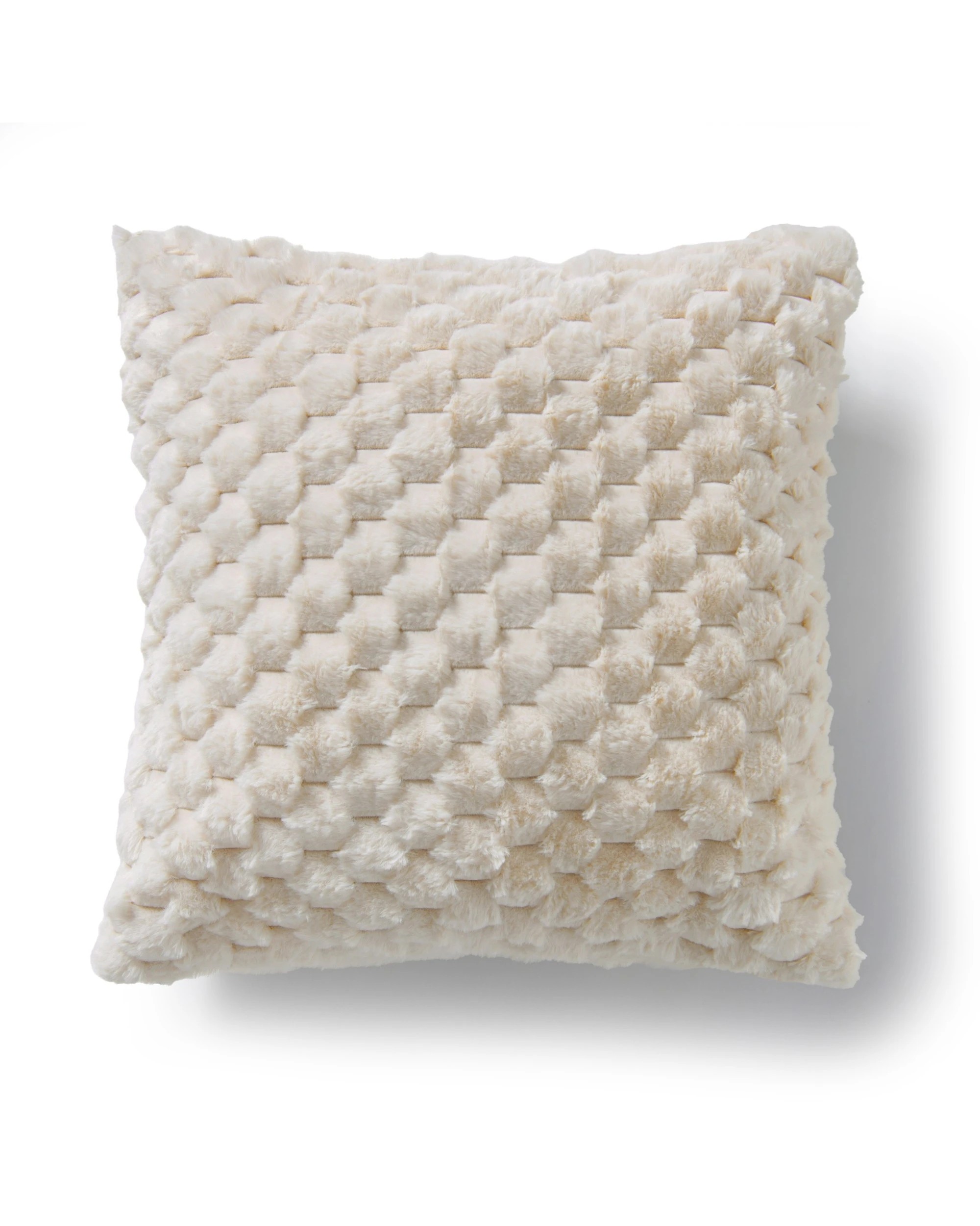 1 Dreamaker Emmett Textured Faux Fur Cushion 50x50cm - Cream, 1 of 6