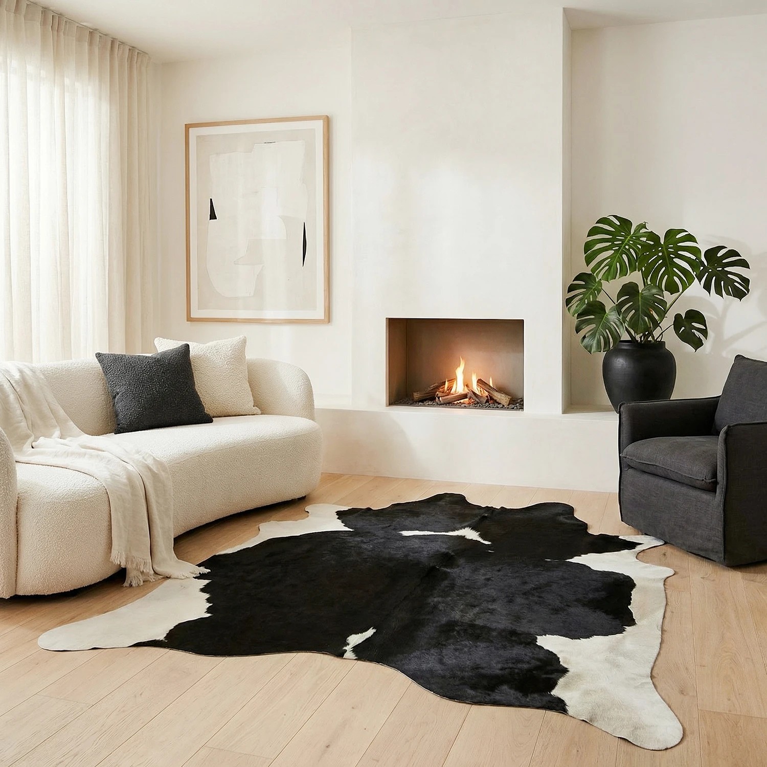2 Common Ground Rugs Premium Brazilian Cow Hide 200x150 approxcm - Medium Floor Rug - Charcoal, 2 of 5