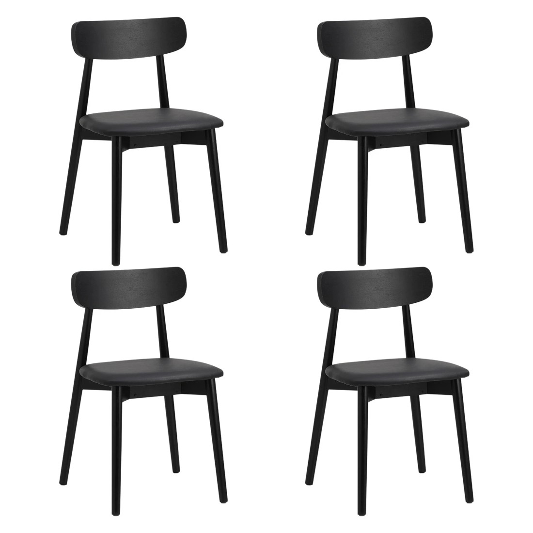 2 Oikiture 4x Dining Chairs Kitchen Chair PU Leather Solid Wood Cafe Lounge - Black, 2 of 10