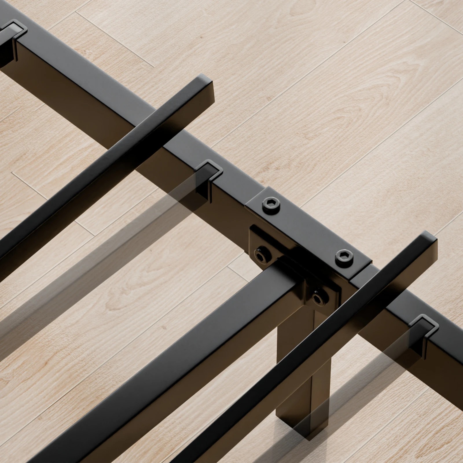 9 Alfordson Metal Bed Frame King Single Mattress Base Industrial Platform - Black, 9 of 10