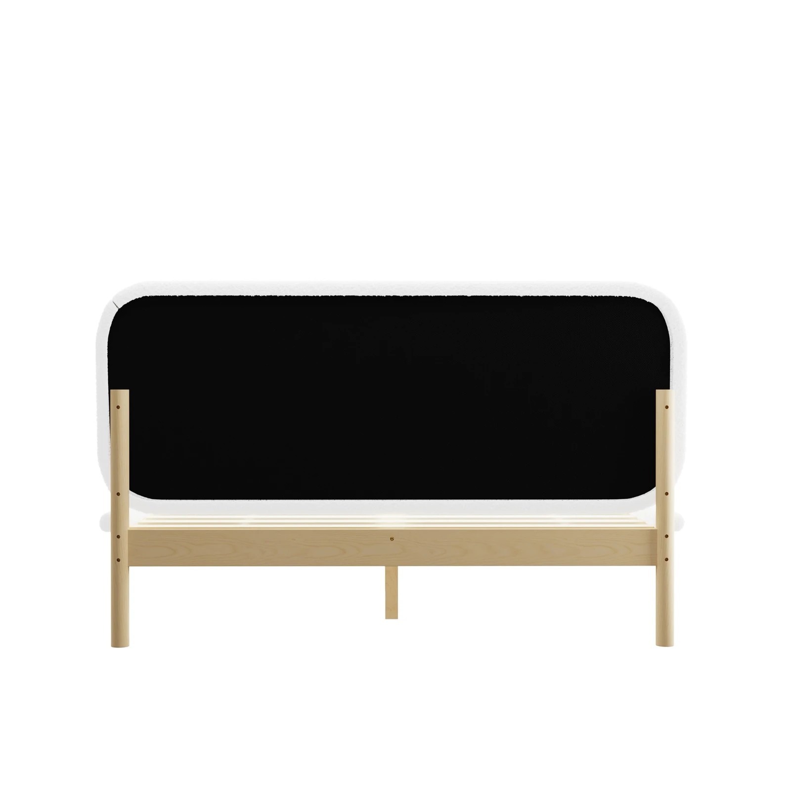 8 Oikiture Wooden Pine Bed Frame with Boucle Upholstery Queen - Beige, 8 of 9