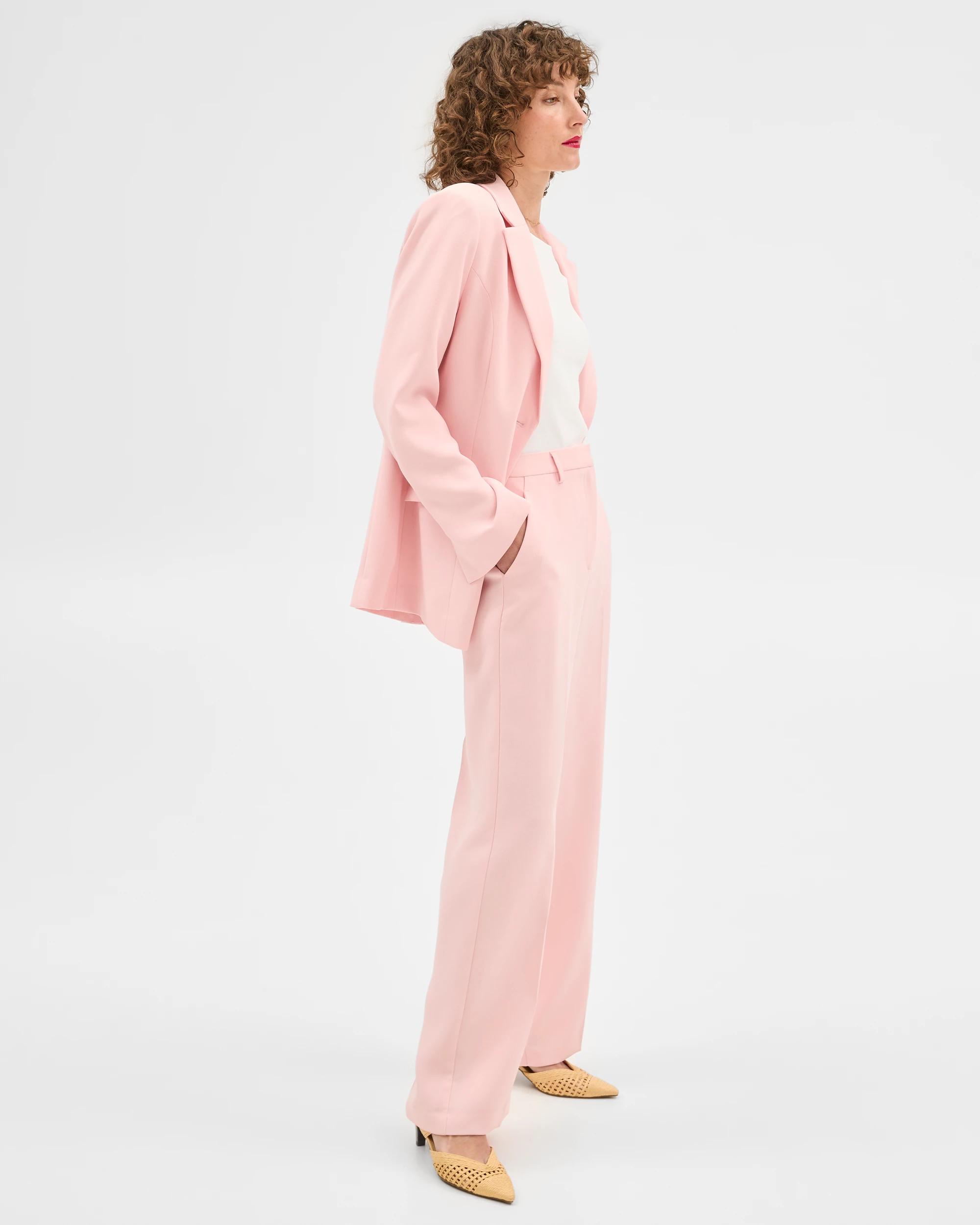 6 Crepe Tailored Single Breasted Cinched Waist Blazer - Preview PINK, 6 of 9
