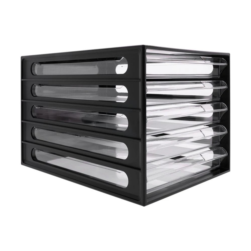 1 J.Burrows Desktop File Storage Organiser 5 Drawer Black, 1 of 4