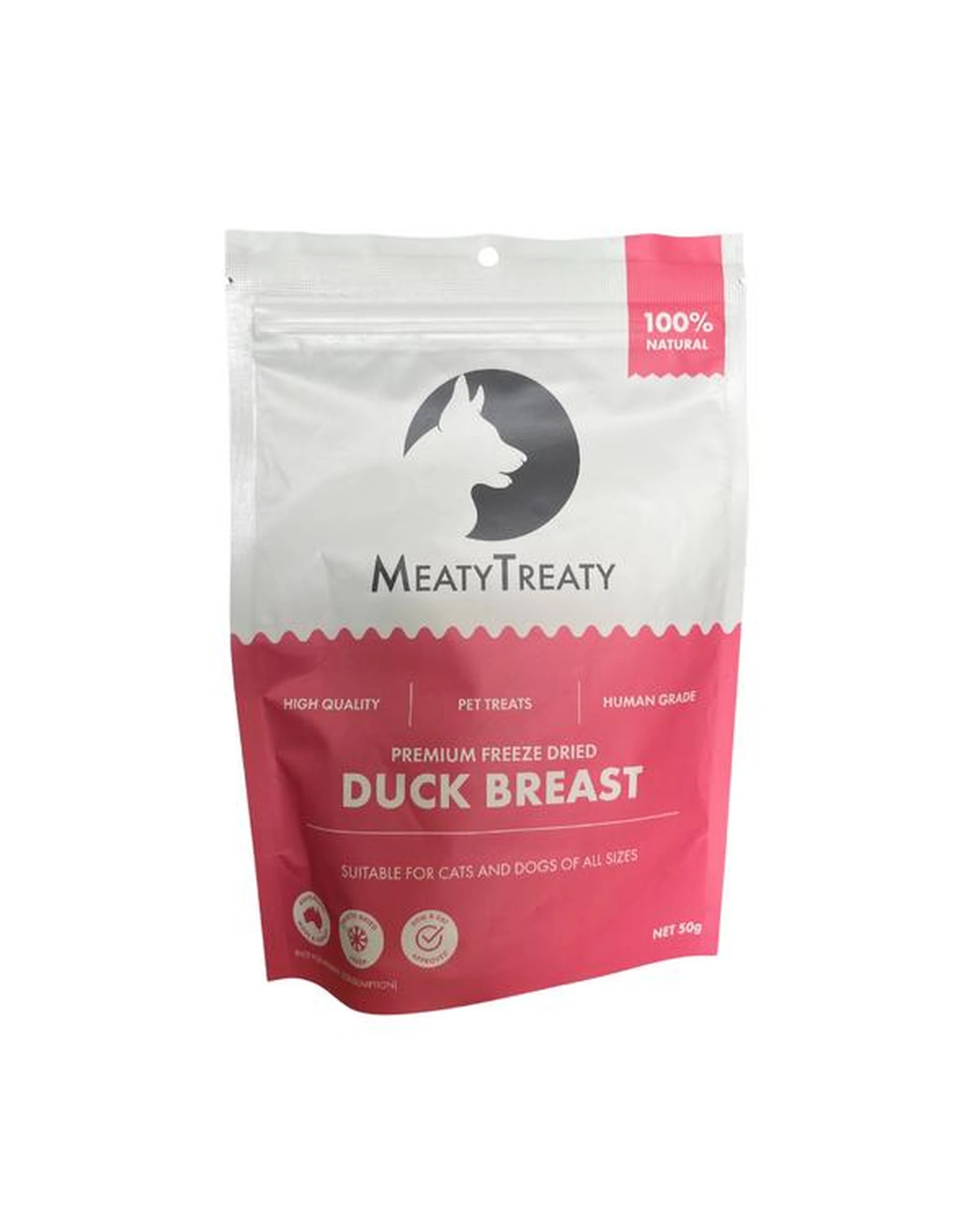 1 Meaty Treaty Premium Freeze Dried Cats & Dogs Treat Duck Breast 50g, 1 of 3