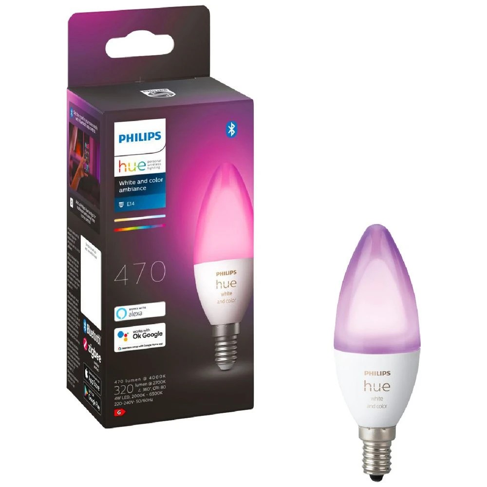1 Philips Hue 6W E14 Smart Candle Bulb White & Colour, 1 of 9