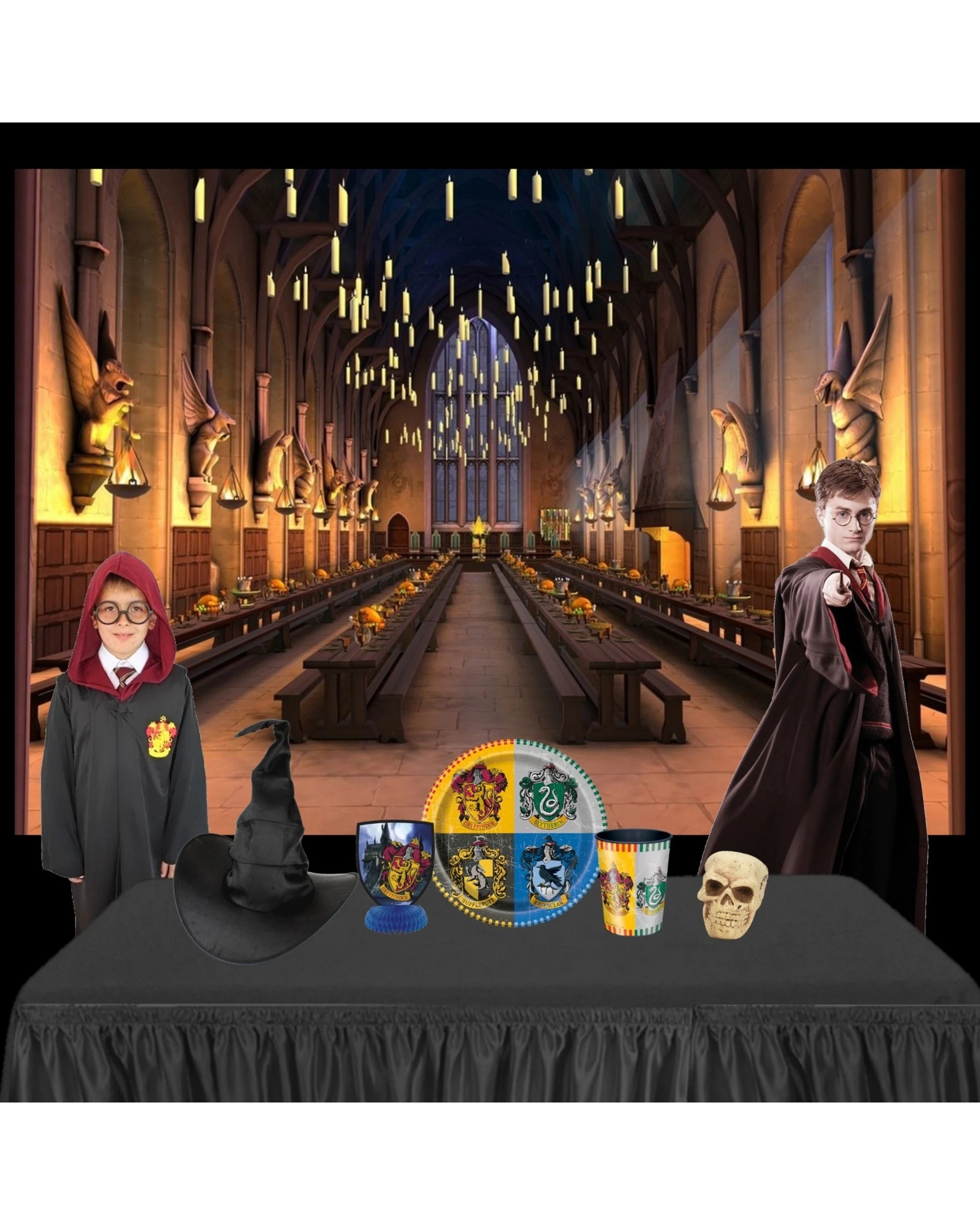2 Partyrama Wizard School Great Hall Large Printed Fabric Backdrop, 2 of 2