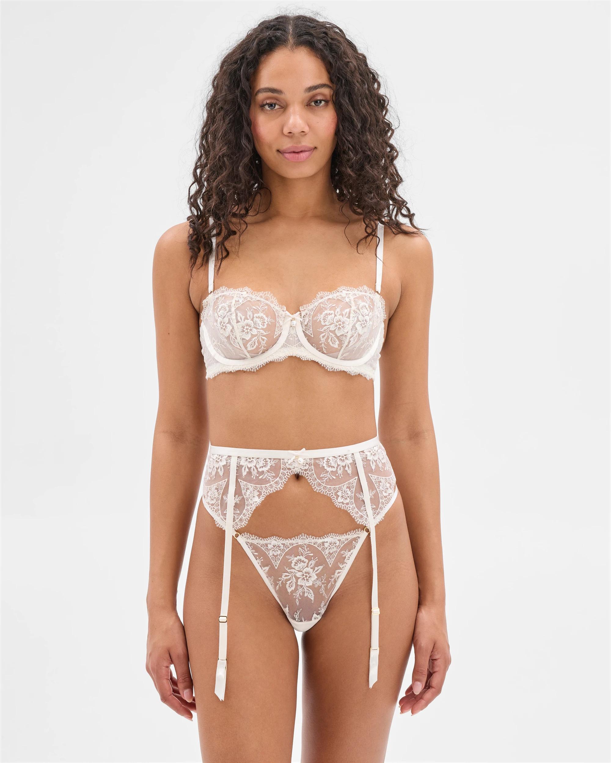 2 Target Womens Dove Embroidered Lace G-string GARDENIA, 2 of 3