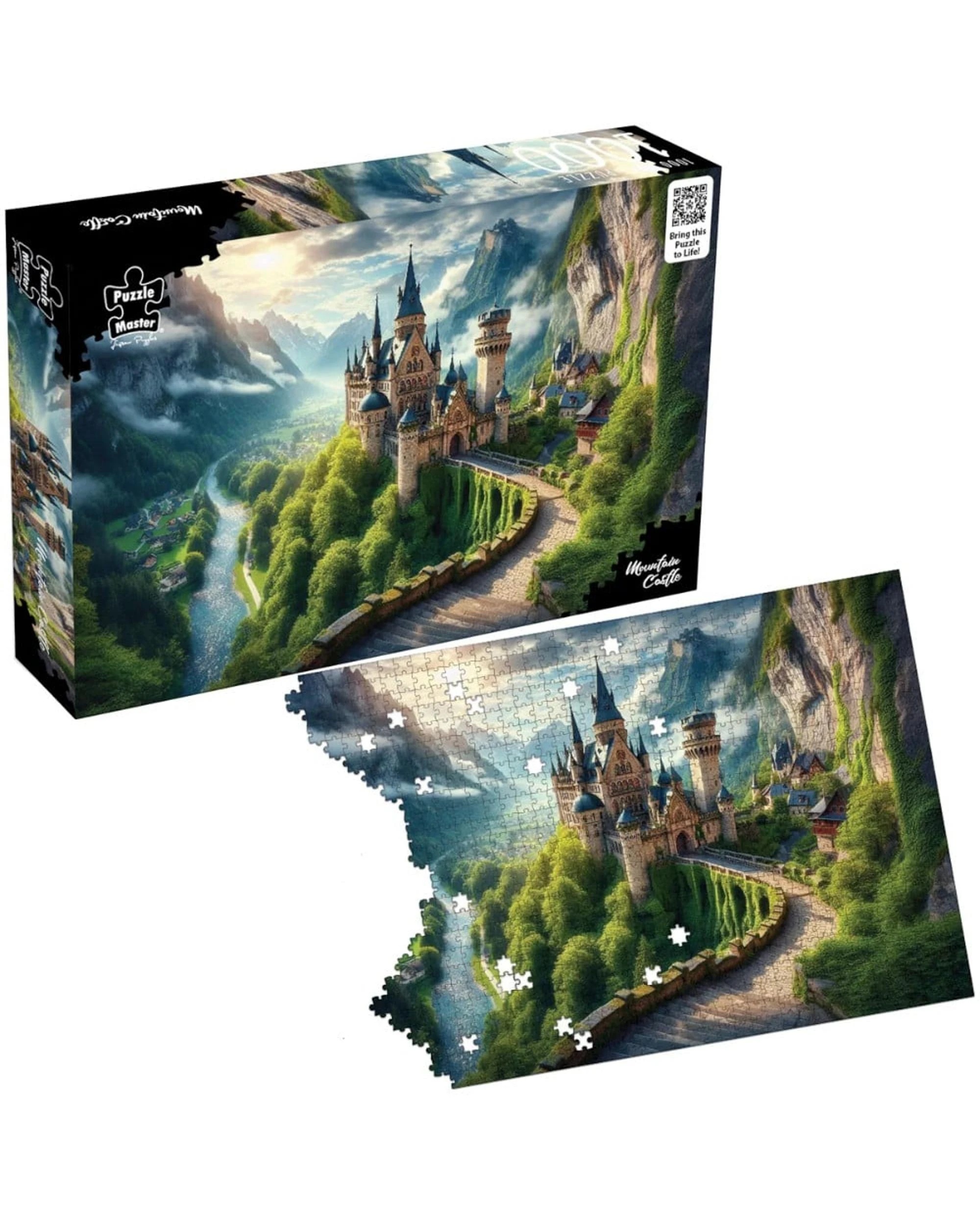 2 Puzzle Master Mountain Castle AR Edition 1000 Piece Jigsaw Puzzle, 2 of 10