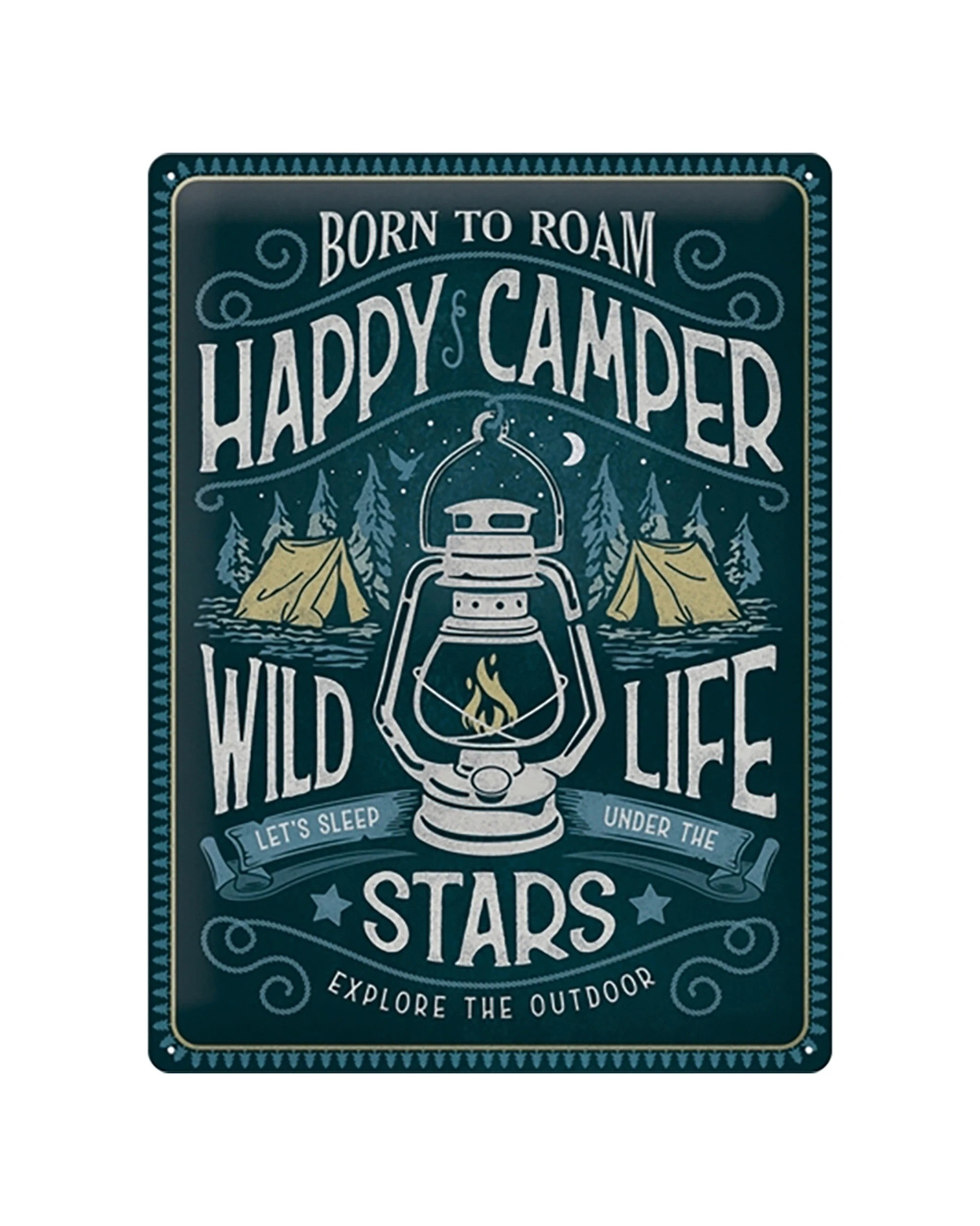 1 Nostalgic-Art Large 30x40cm Metal Wall Art Sign Plaque - Happy Camper - Multi, 1 of 3